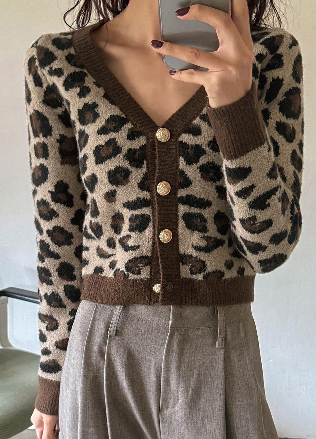 Коричневый демисезонный кардиган SHEIN