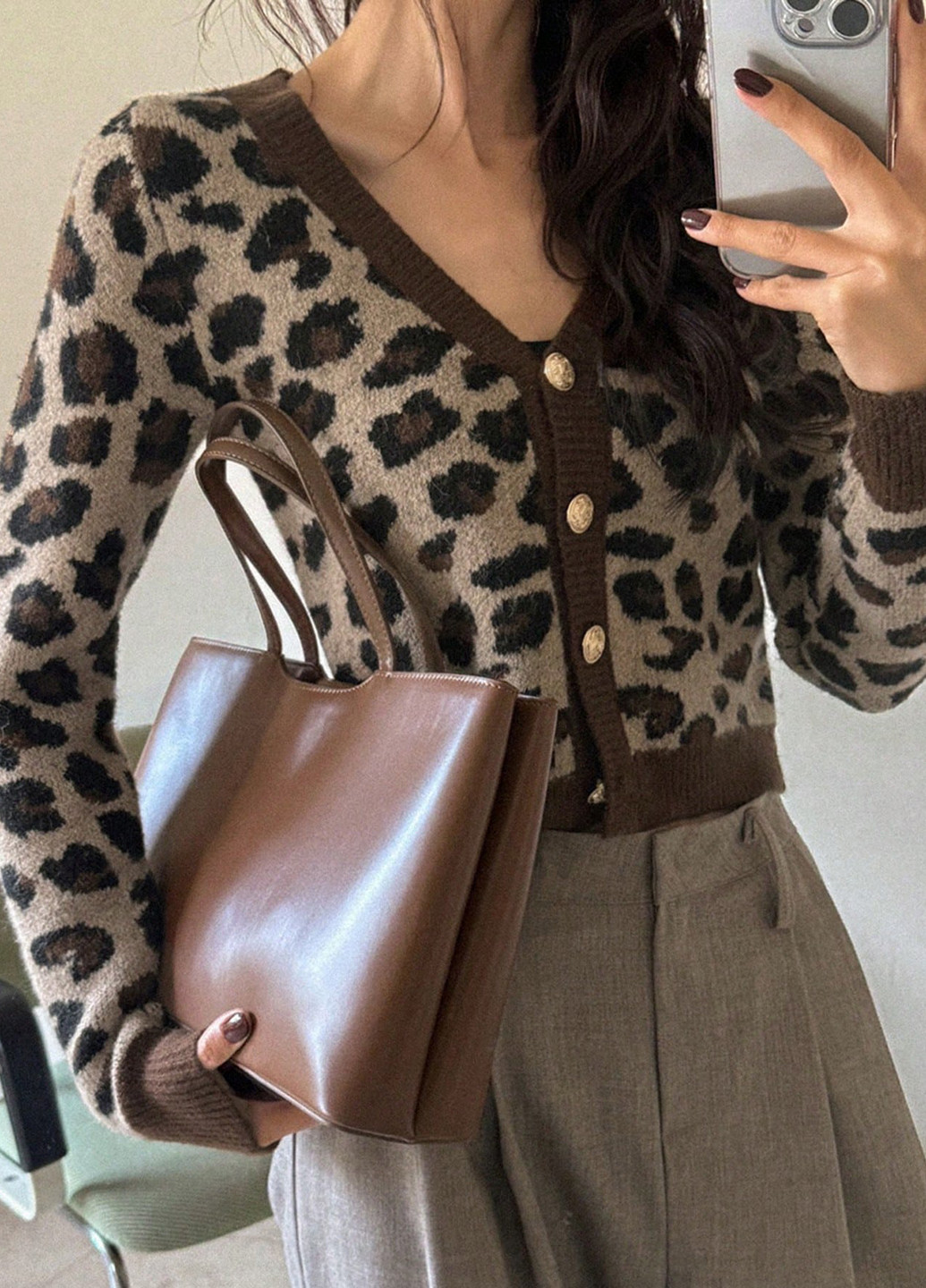 Коричневый демисезонный кардиган SHEIN