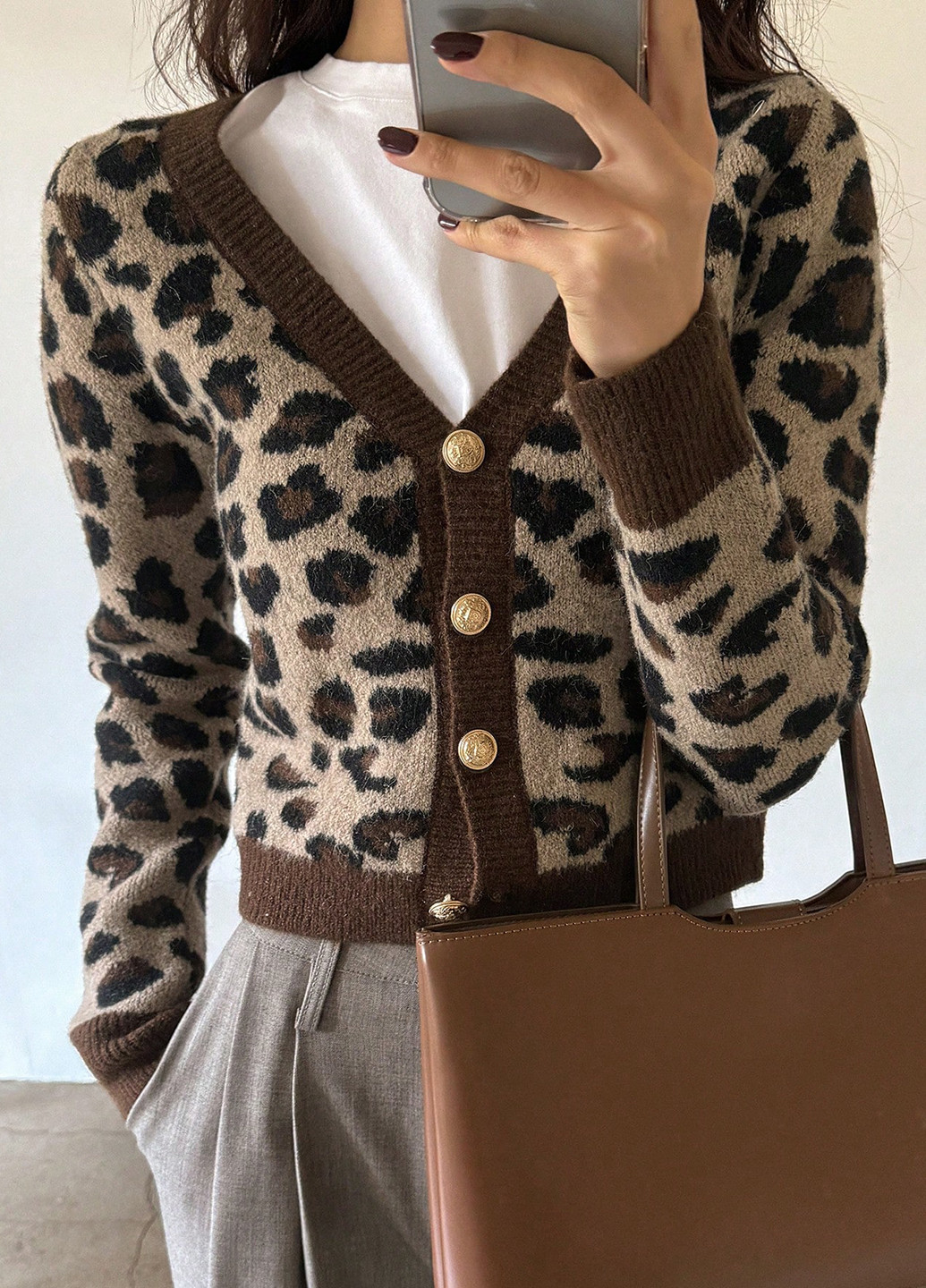 Коричневый демисезонный кардиган SHEIN