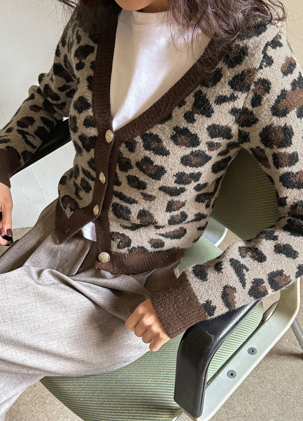 Коричневый демисезонный кардиган SHEIN