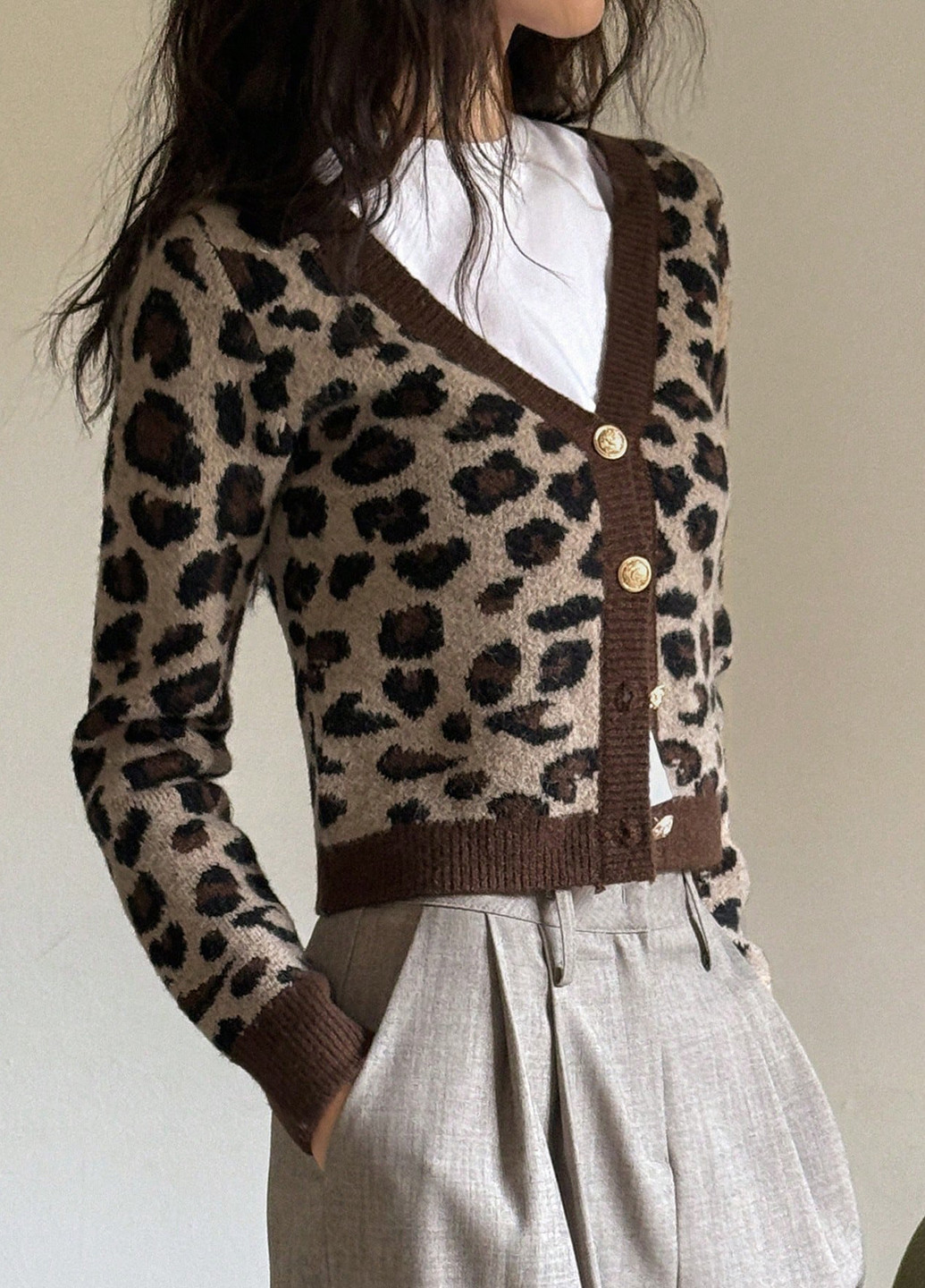 Коричневый демисезонный кардиган SHEIN