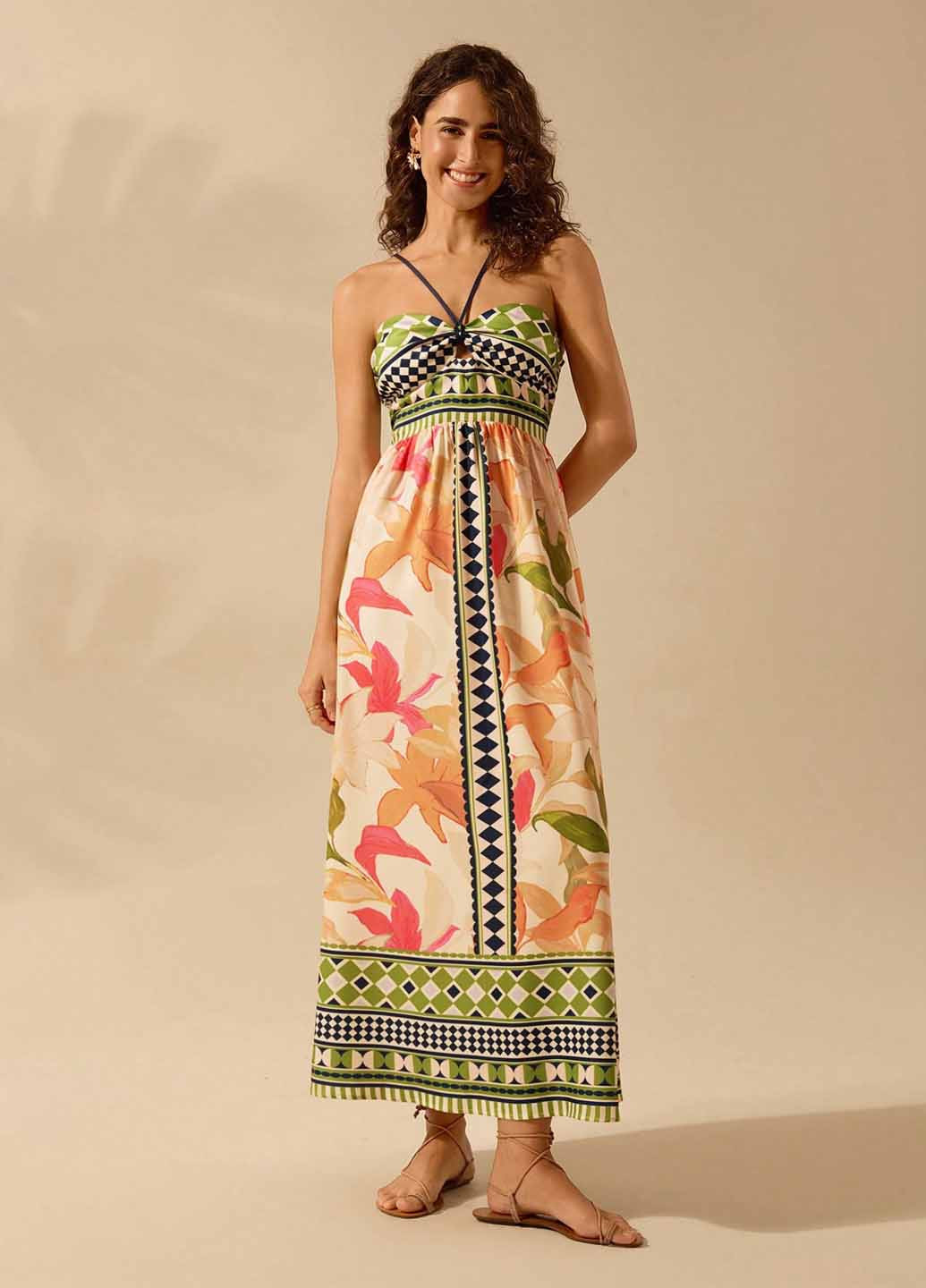 Комбінована кежуал сукня в грецькому стилі, а-силует SHEIN з квітковим принтом