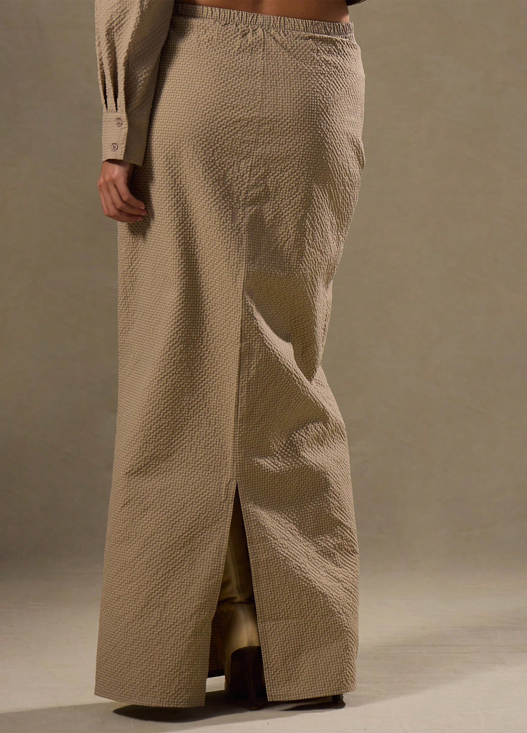 Бежевая кэжуал однотонная юбка SHEIN