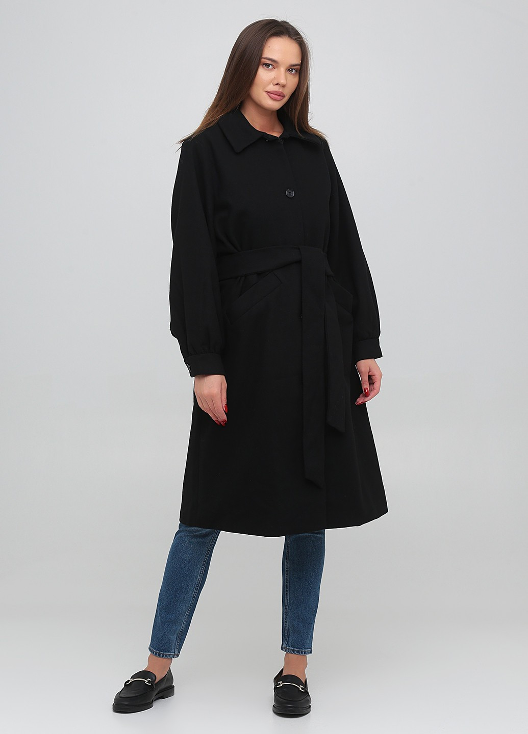 Черное демисезонное Пальто однобортное Monki