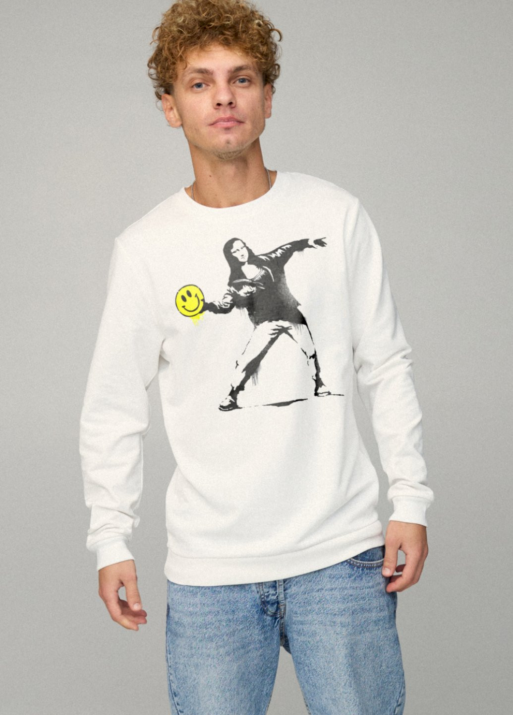 Білий свитшот мужской basic /no flis/ YAPPI малюнок (254557539)