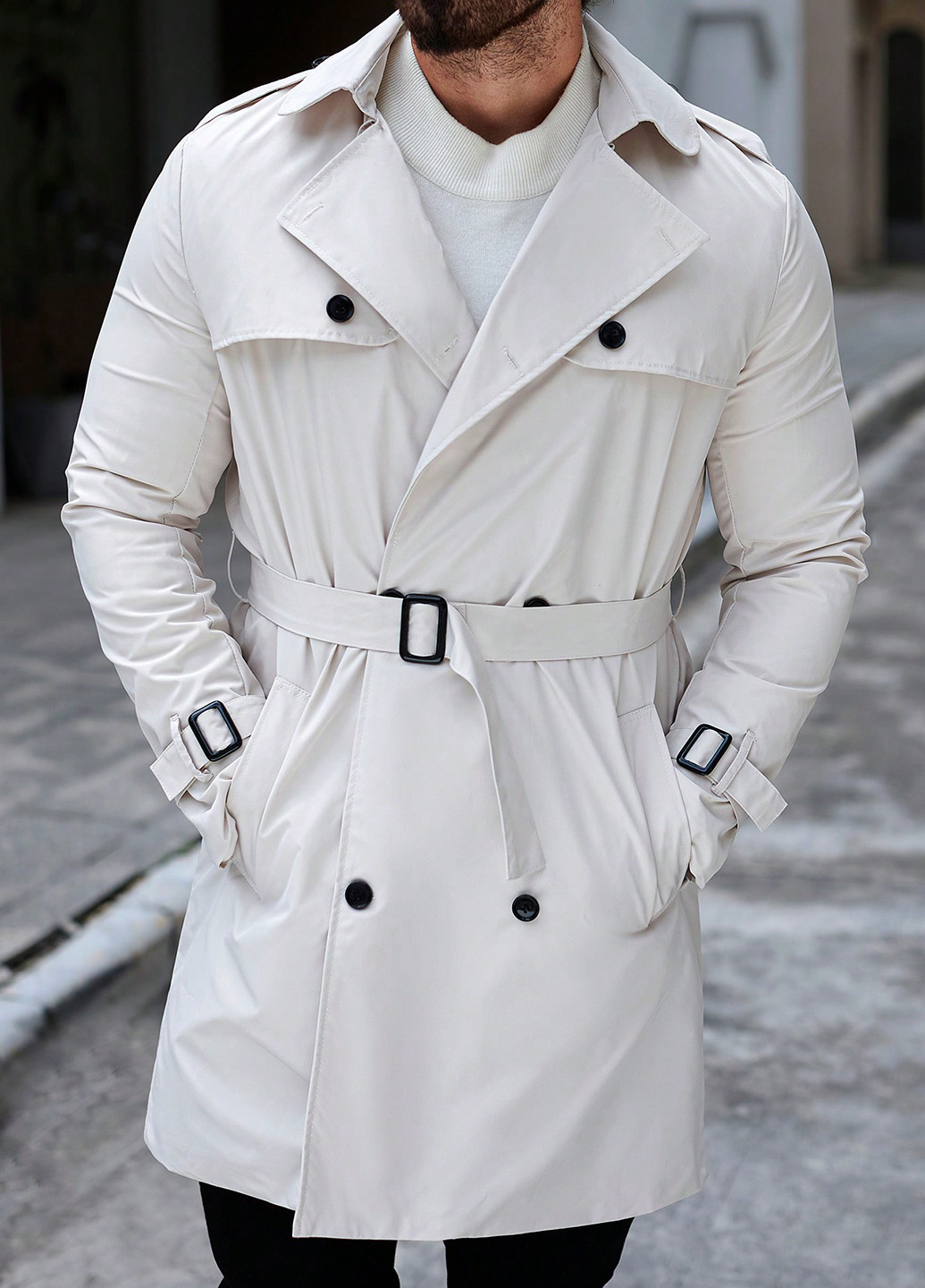 Плащ SHEIN тренчкот на пуговицах приталенный (340649048)