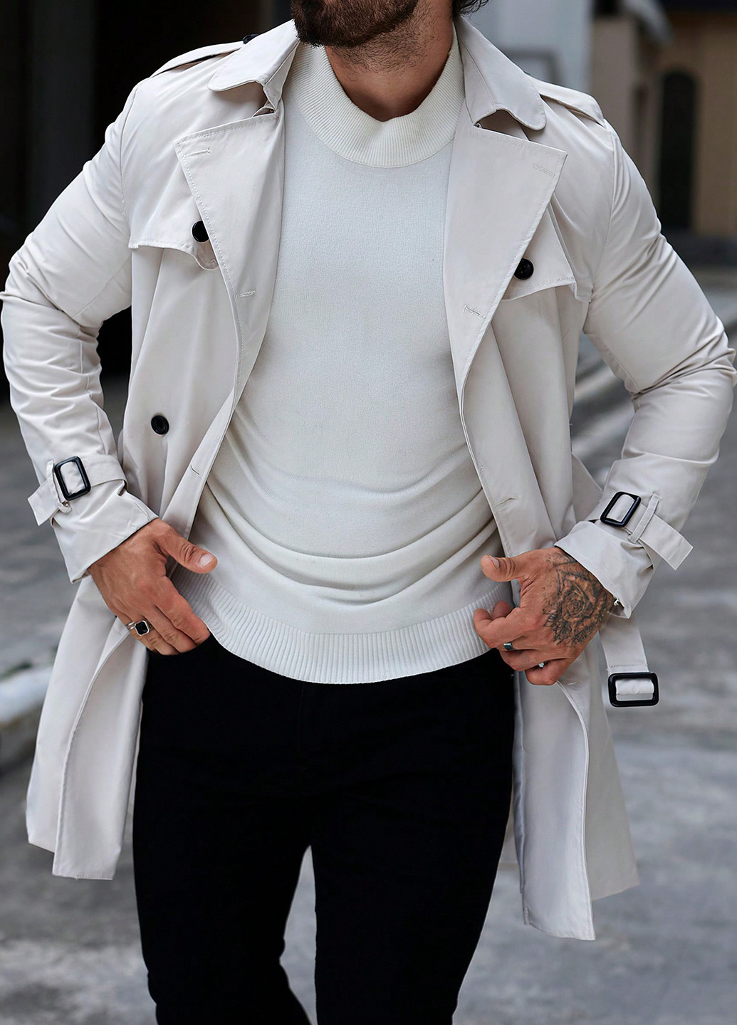 Плащ SHEIN тренчкот на пуговицах приталенный (340649048)