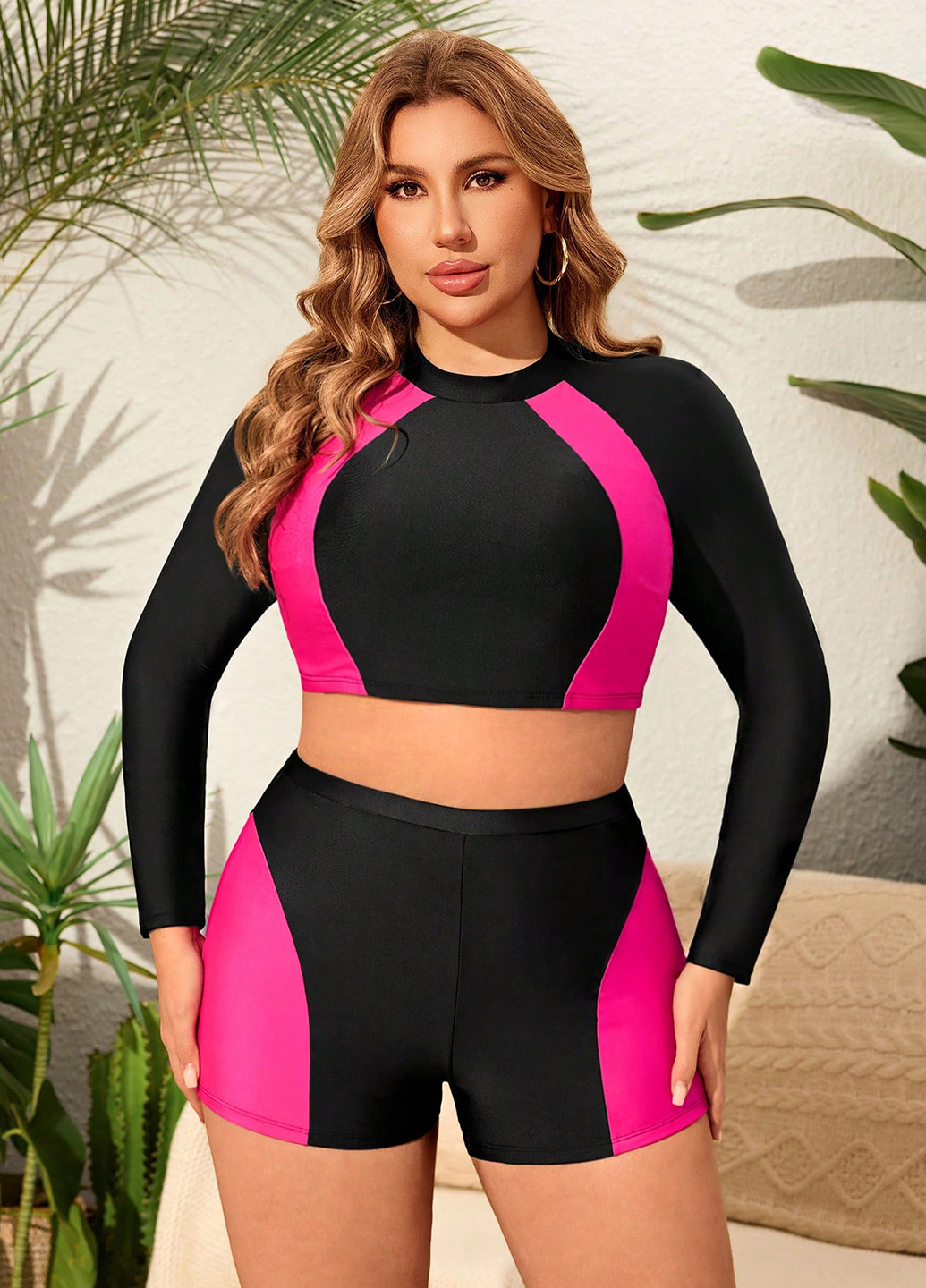 Комбінований літній купальник (ліф, трусики) топ, роздільний SHEIN