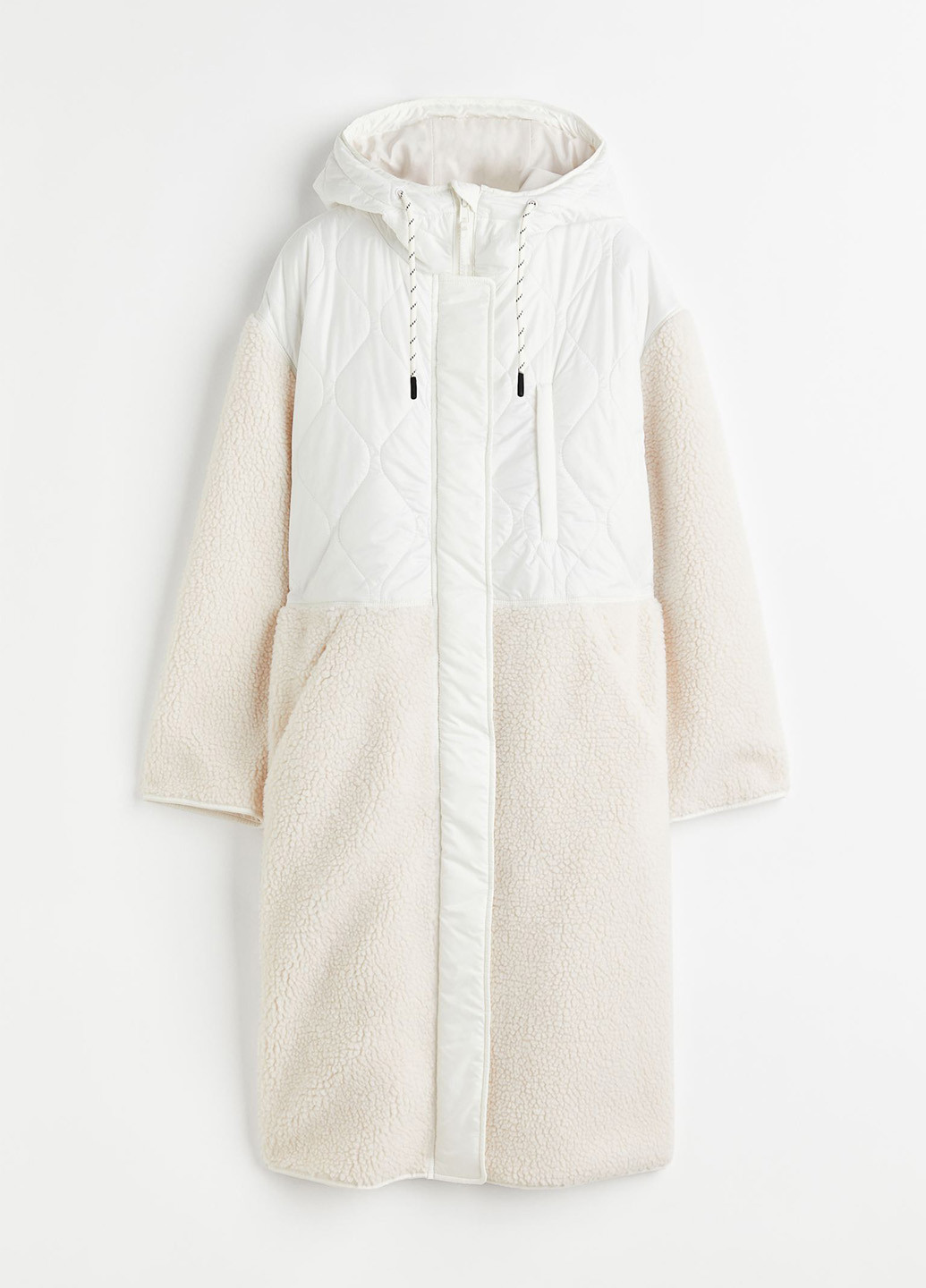 Светло-бежевая демисезонная куртка подовжена зі штучного хутра H&M