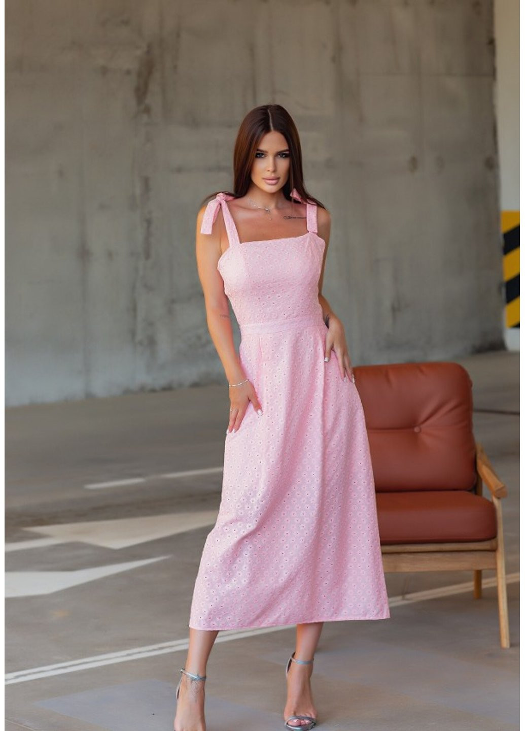 Розовое повседневный платье 12833 s белый ISSA PLUS однотонное