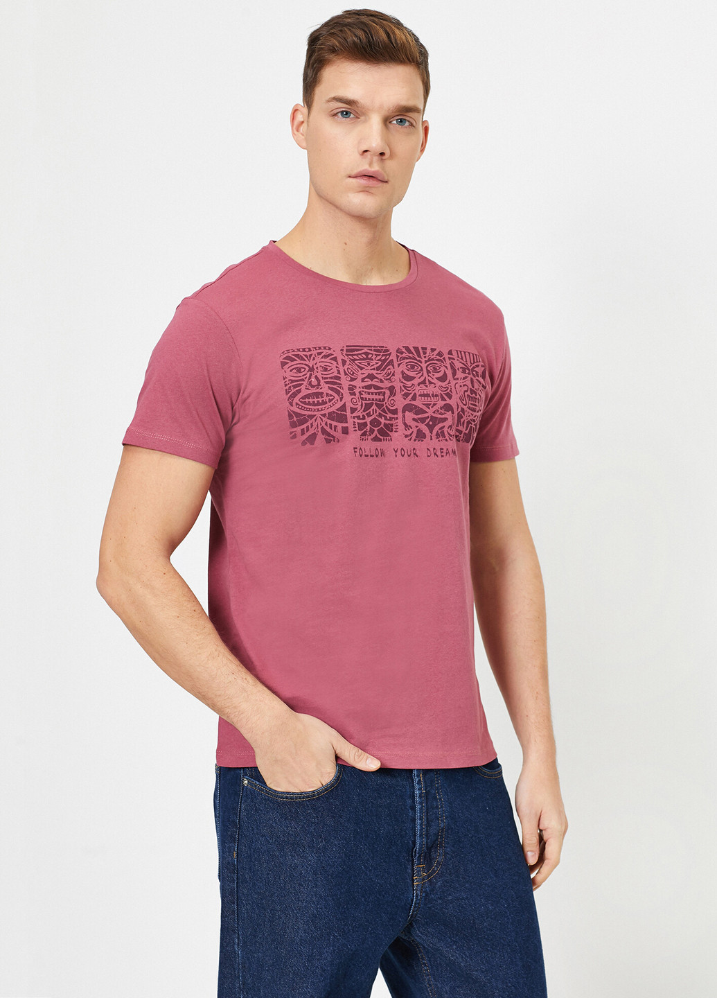Розово-лиловая футболка KOTON