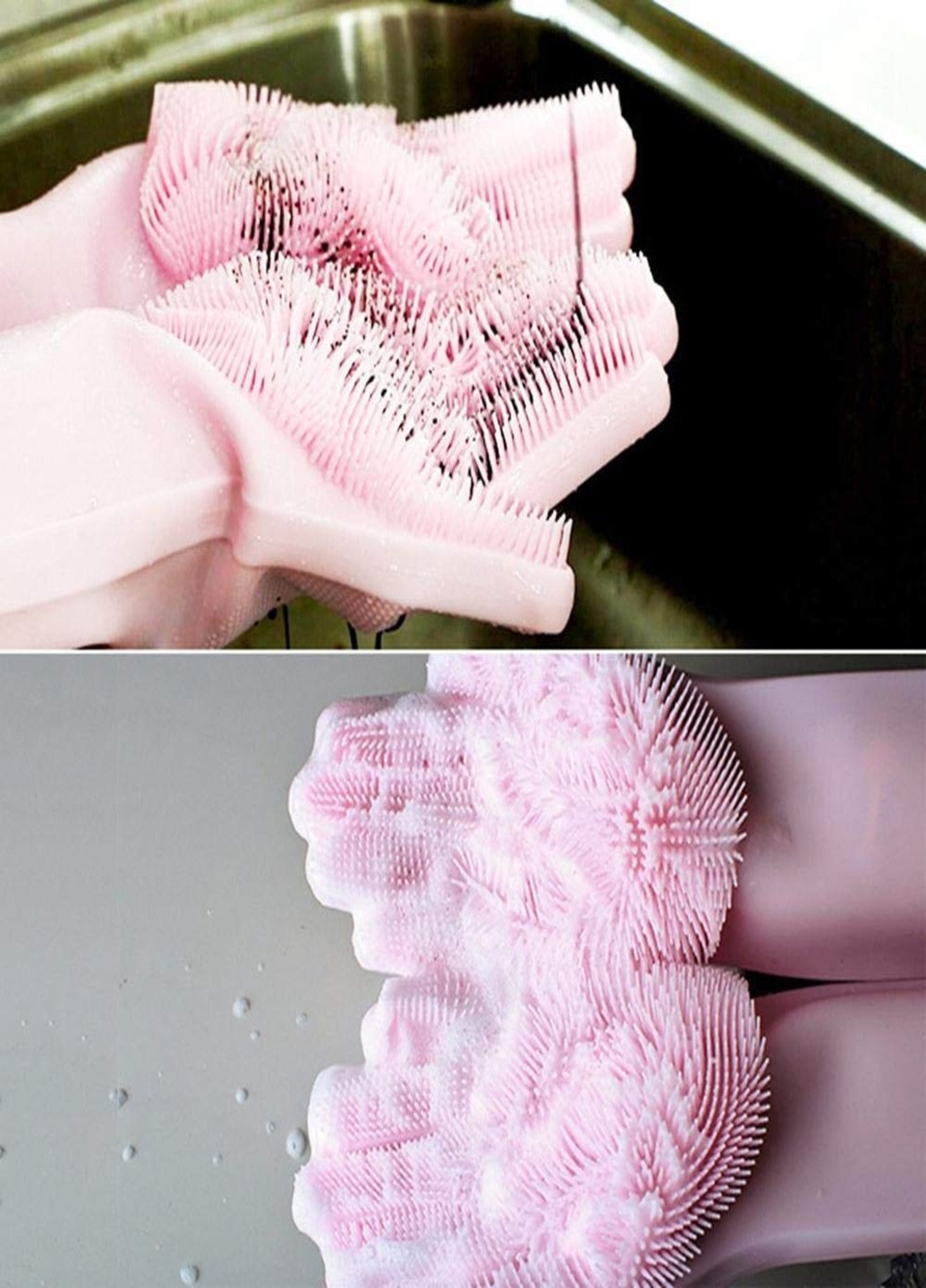 Силіконові кухонні рукавички губка рукавичка для миття посуду 2шт Pink (8754215) Francesco Marconi (215118327)
