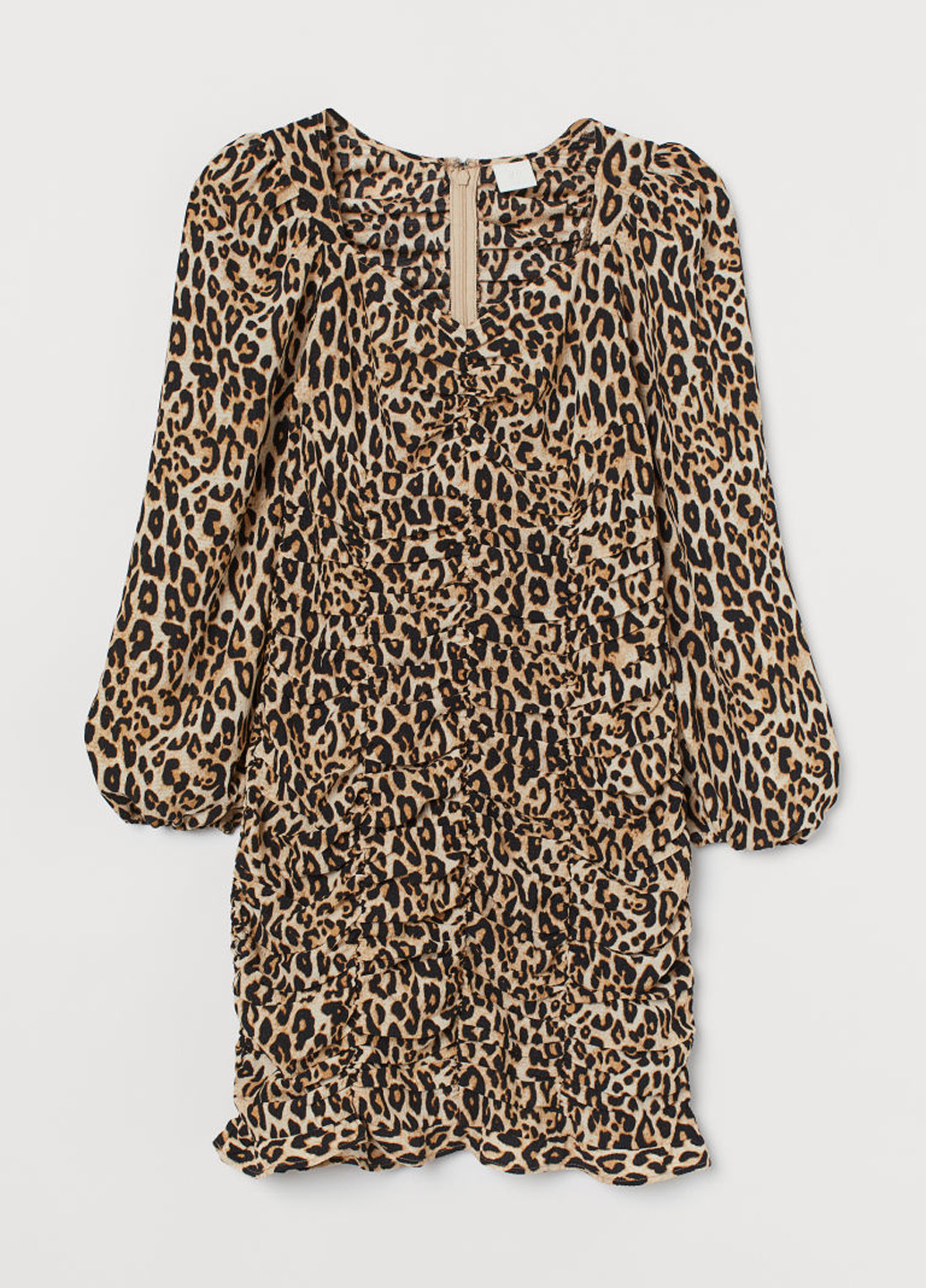 Бежевое кэжуал платье силуэтная H&M леопардовый