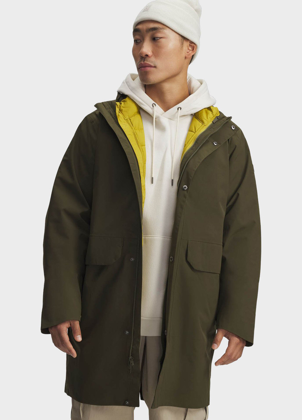 Оливкова (хакі) зимня куртка подвiйна куртка-трансформер Under Armour