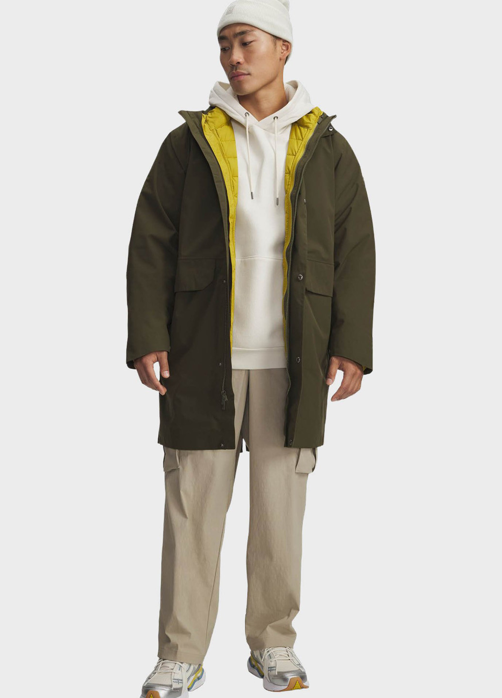 Оливкова (хакі) зимня куртка подвiйна куртка-трансформер Under Armour
