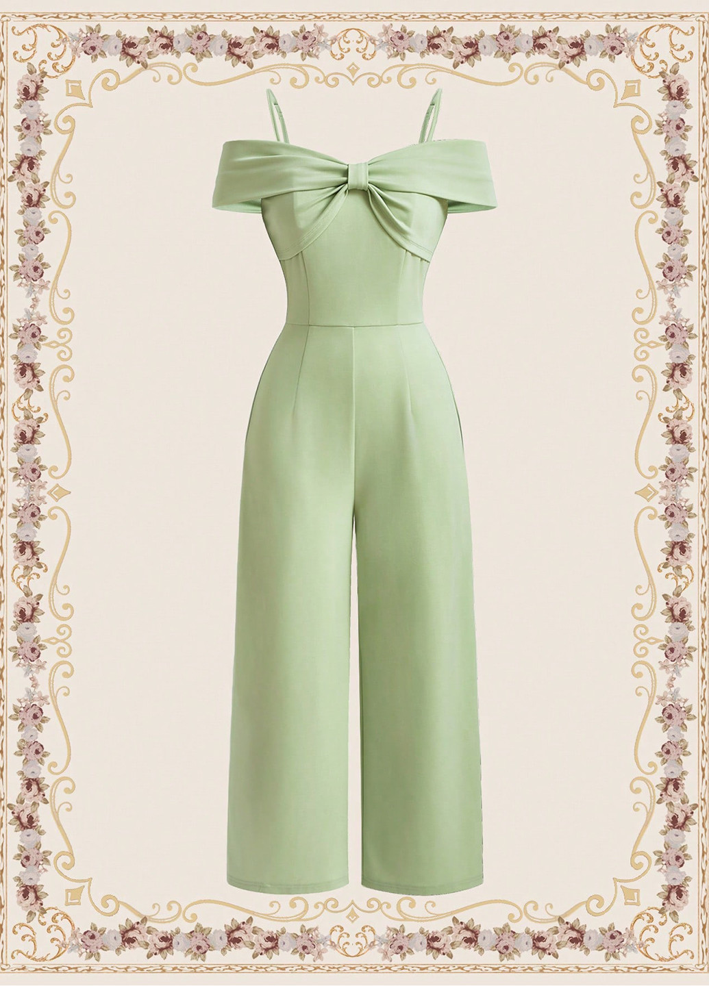 Комбинезон SHEIN комбинезон-брюки однотонный салатовый коктейльный, праздничный полиэстер