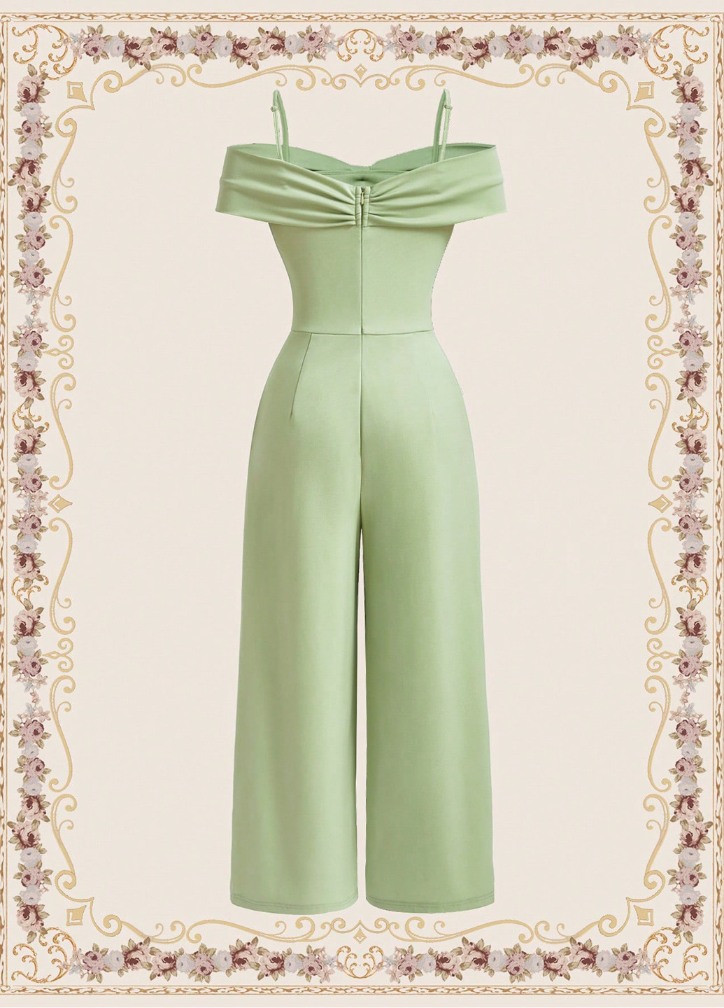Комбинезон SHEIN комбинезон-брюки однотонный салатовый коктейльный, праздничный полиэстер
