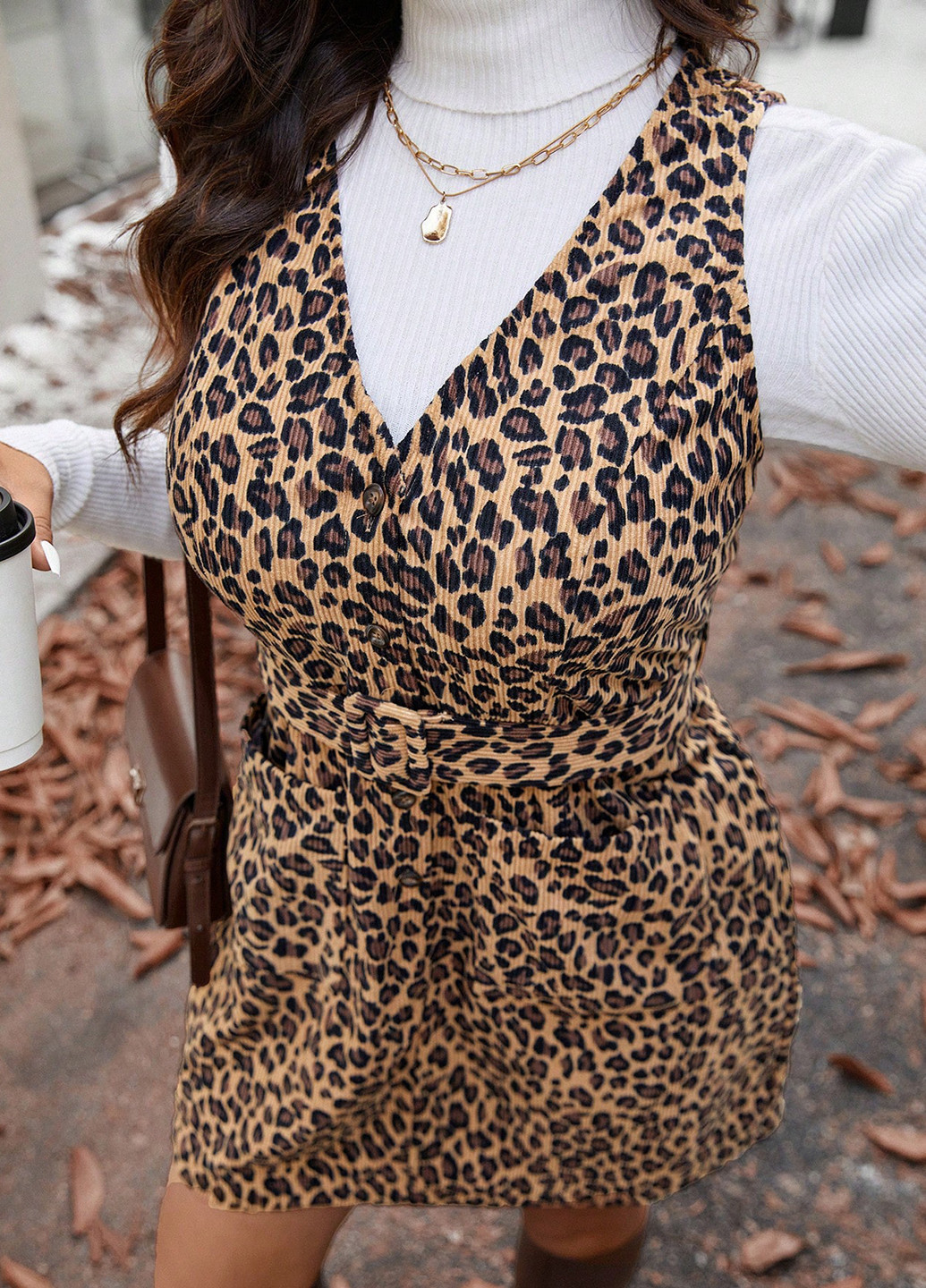 Бежевое праздничный, кэжуал платье а-силуэт SHEIN леопардовый