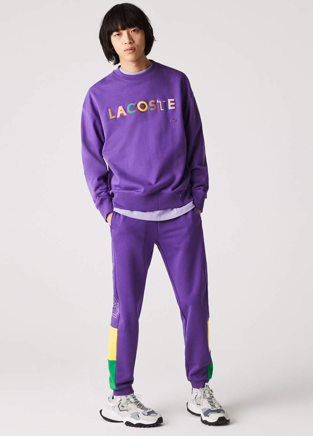 Фиолетовые спортивные демисезонные джоггеры брюки Lacoste