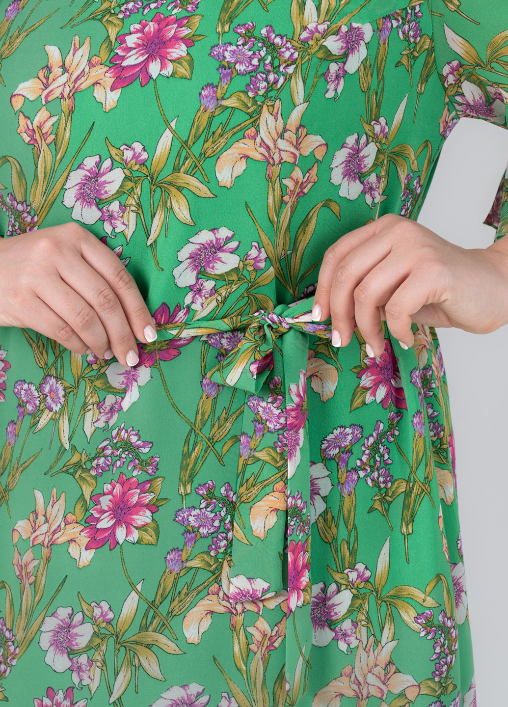 Зеленое кэжуал платье а-силуэт A'll Posa с цветочным принтом