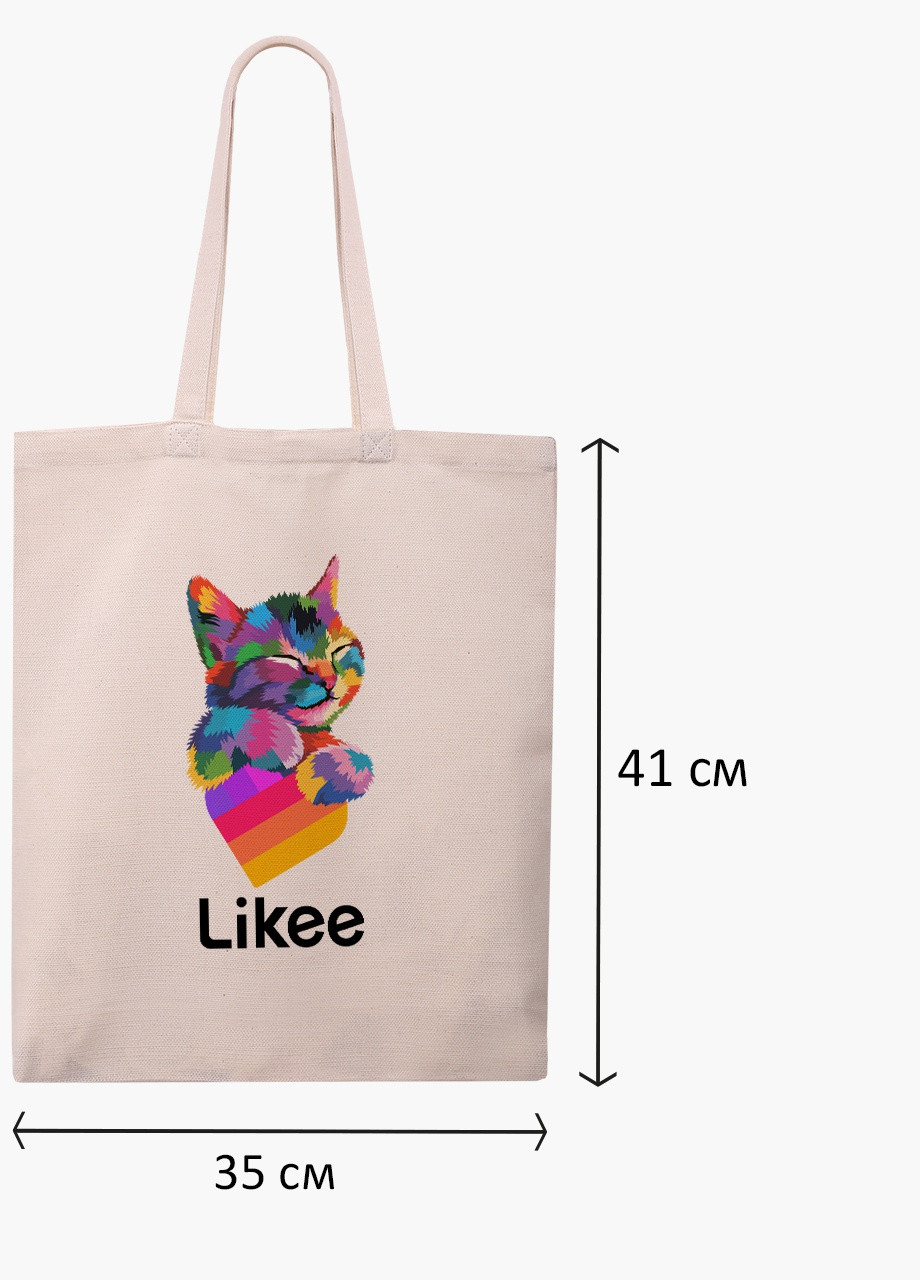 Эко сумка шоппер белая Лайк Котик (Likee Cat) (9227-1040-WT) экосумка шопер 41*35 см MobiPrint (216642149)