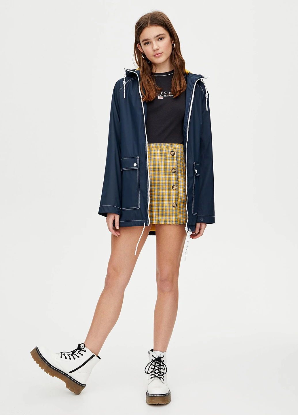 Спідниця,гірчичний в клітку, Pull & Bear (244287256)
