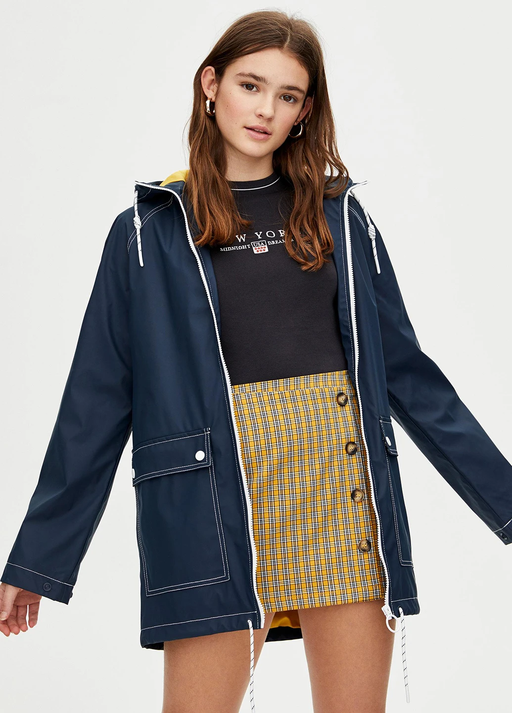 Спідниця,гірчичний в клітку, Pull & Bear (244287256)