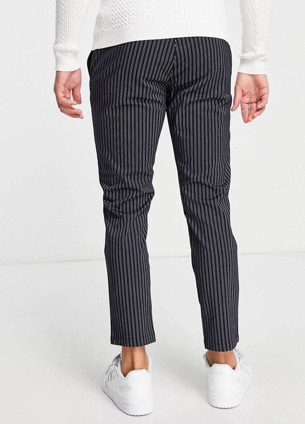 Черные кэжуал демисезонные зауженные, укороченные брюки Topman