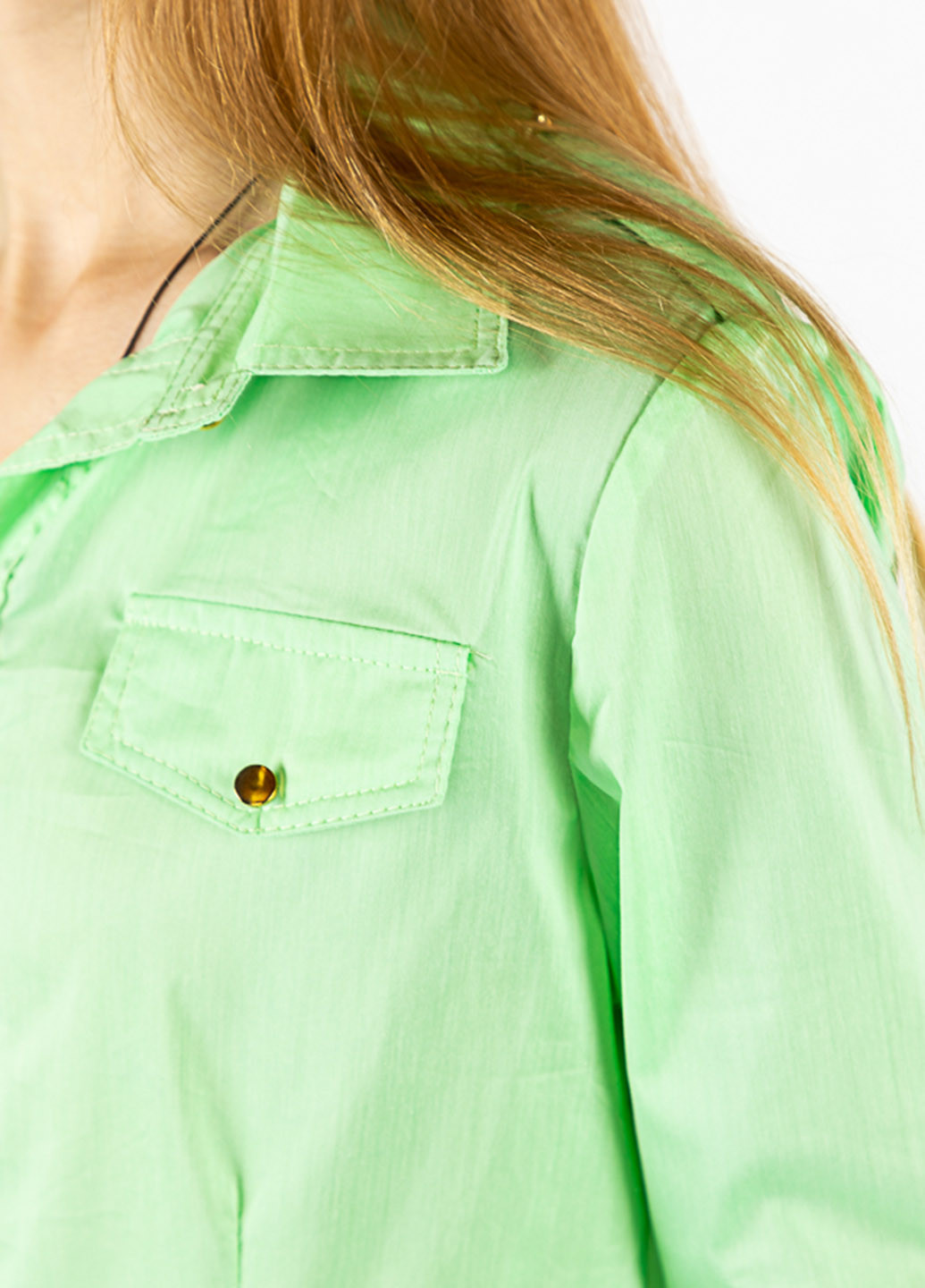 Светло-зеленая кэжуал рубашка однотонная Time of Style