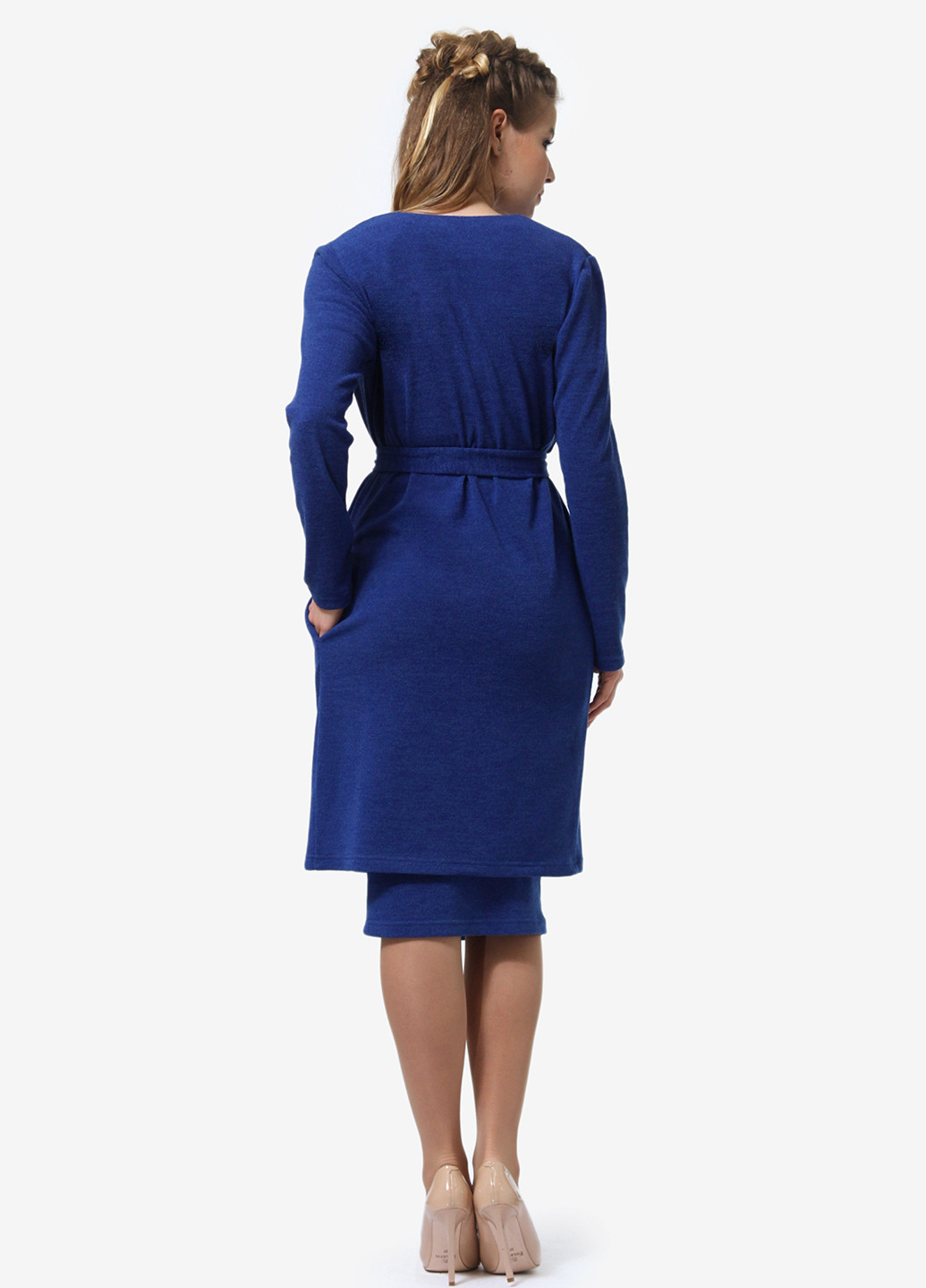 Синій демісезонний комплект (сукня, кардиган) Lila Kass