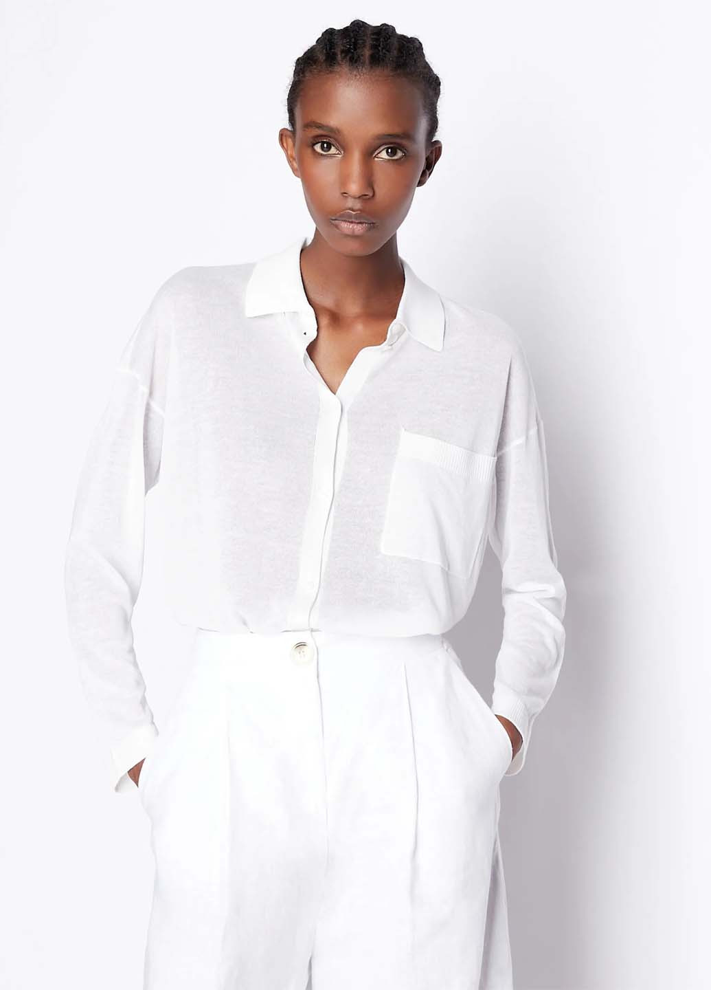 Белая кэжуал рубашка однотонная Armani Exchange