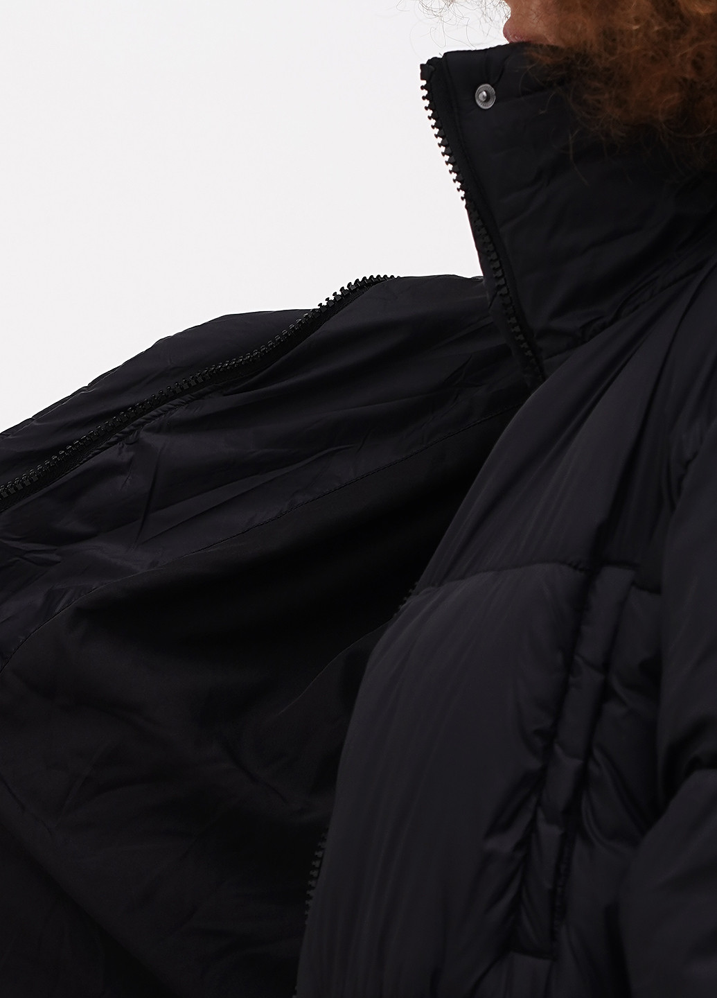 Чорна зимня куртка продовжена вільного крою H&M