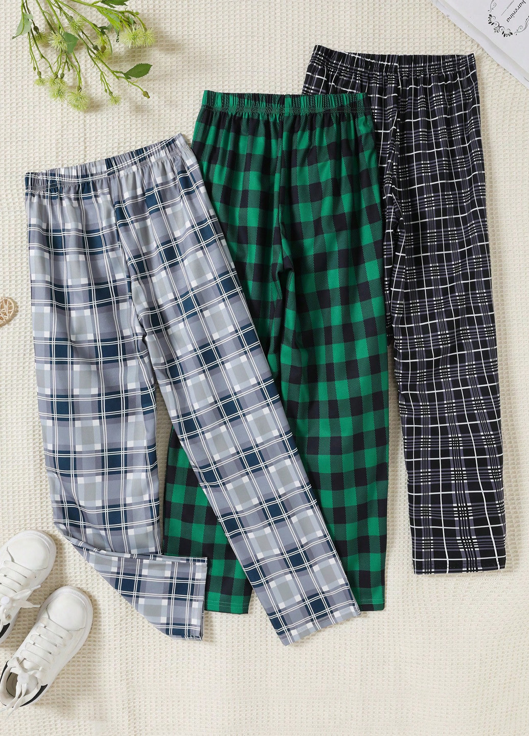 Комбинированные домашние демисезонные брюки прямые SHEIN