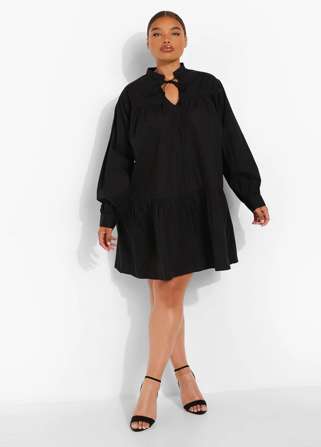 Черное кэжуал платье оверсайз Boohoo однотонное
