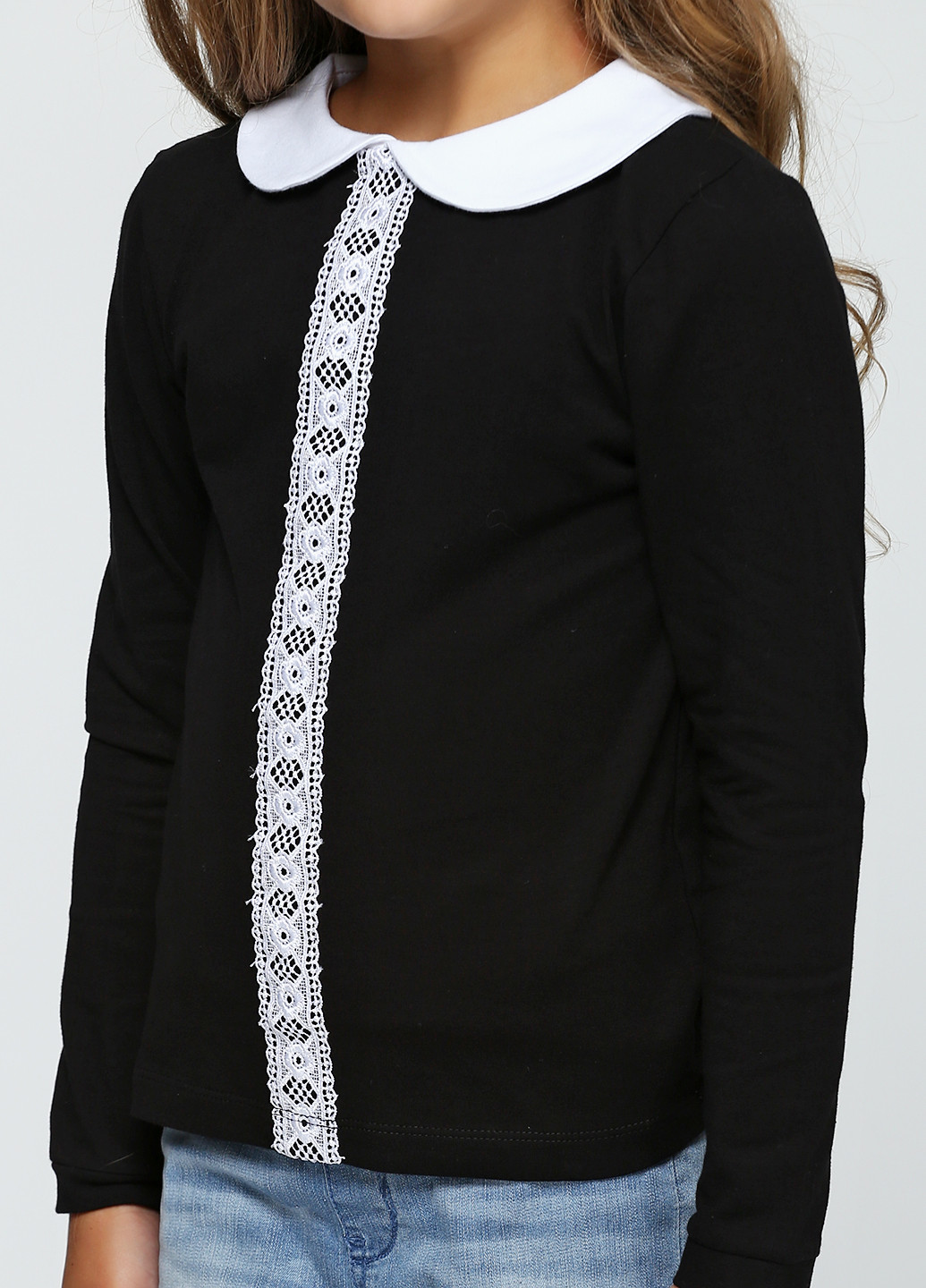 Черная однотонная блузка с длинным рукавом Vidoli демисезонная