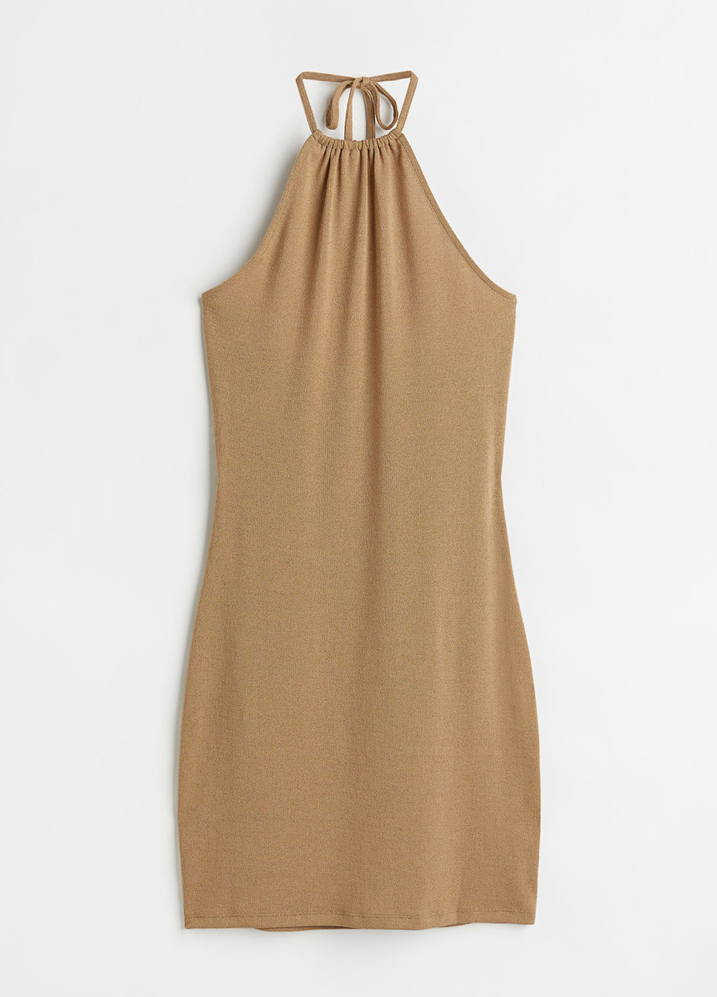 Бежевое кэжуал платье с открытой спиной H&M однотонное