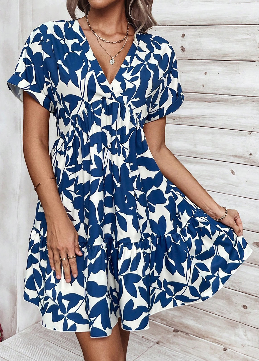 Комбинированное кэжуал платье а-силуэт SHEIN с рисунком