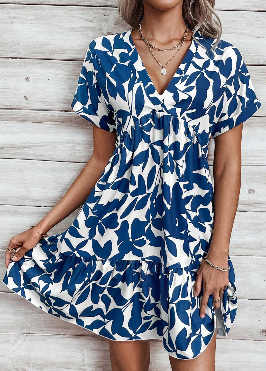 Комбинированное кэжуал платье а-силуэт SHEIN с рисунком