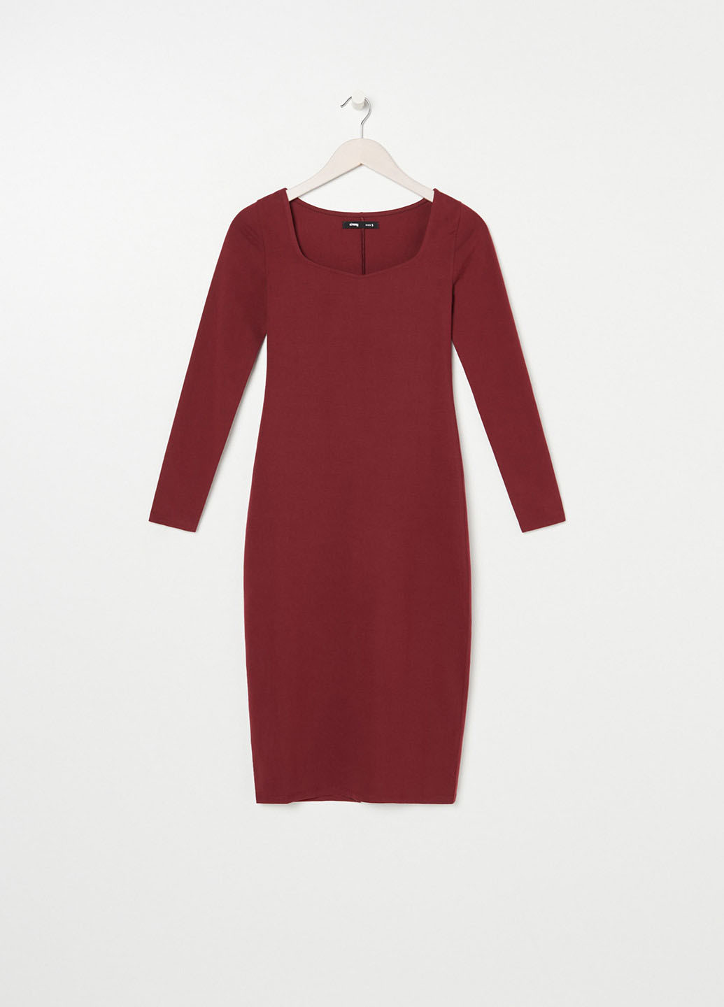 Бордовое кэжуал платье футляр Sinsay однотонное
