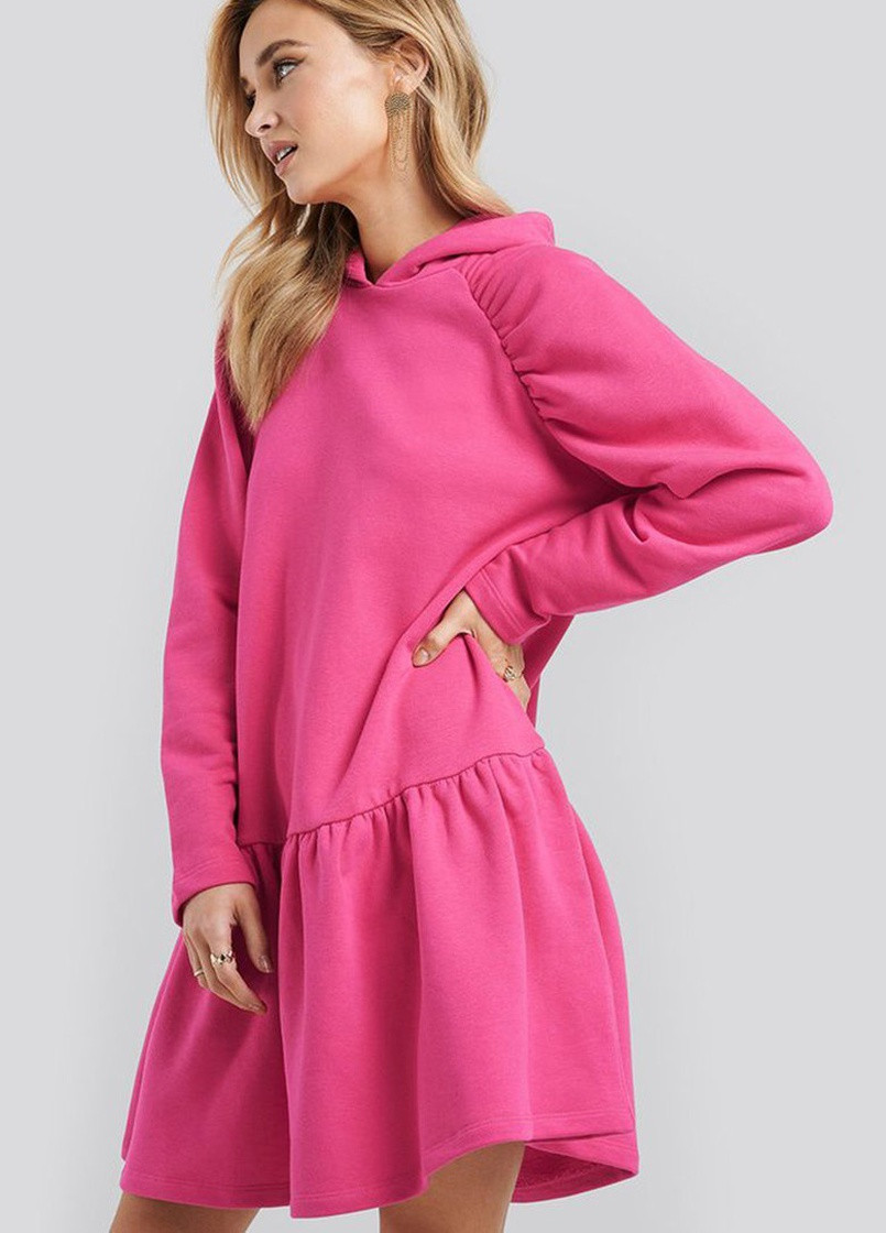 Розовое кэжуал платье платье-худи NA-KD однотонное
