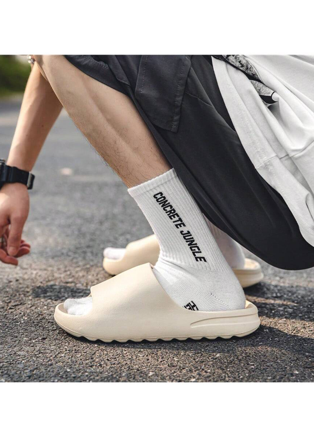 Светло-бежевые кэжуал шлепанцы SHEIN