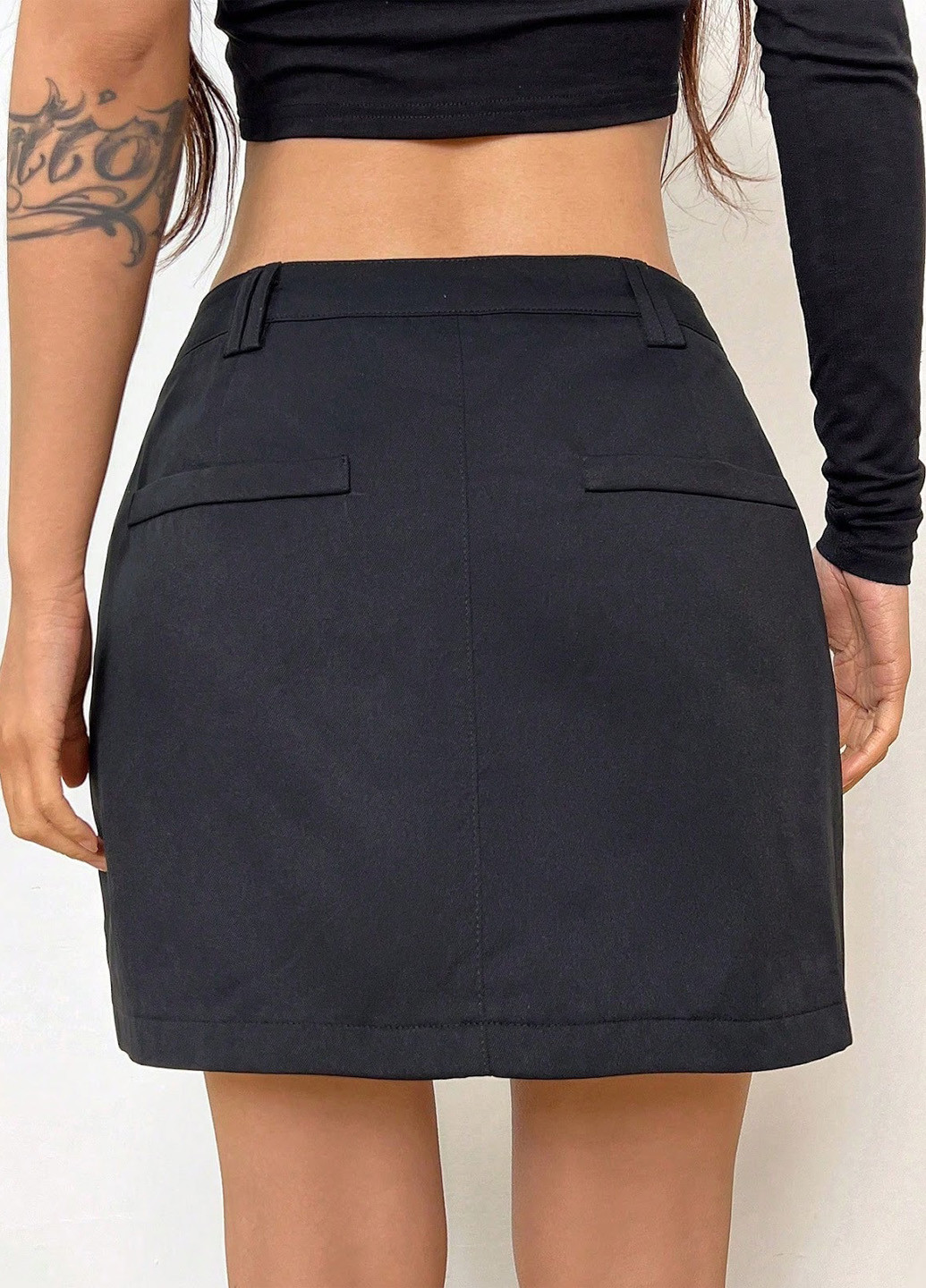 Черная кэжуал однотонная юбка SHEIN карго