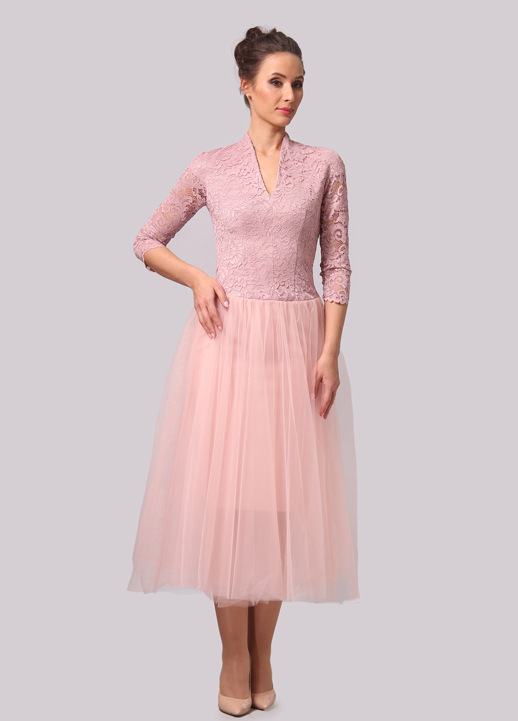 Світло-рожева коктейльна сукня, сукня з пишною спідницею, кльош Alika Kruss однотонна