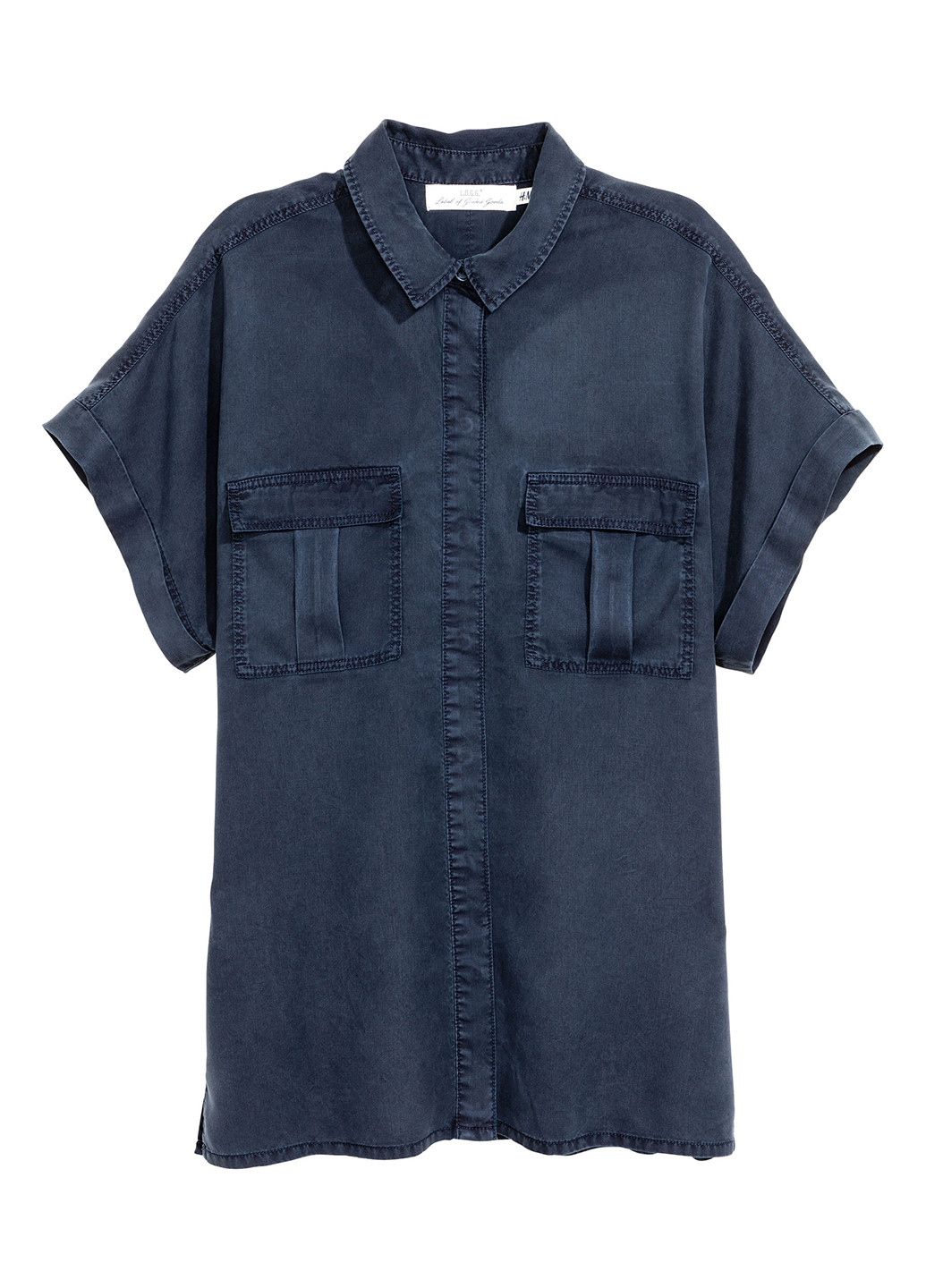 Темно-синяя кэжуал рубашка H&M с коротким рукавом