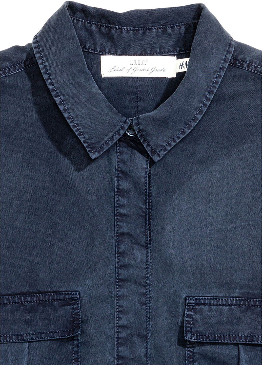 Темно-синяя кэжуал рубашка H&M с коротким рукавом