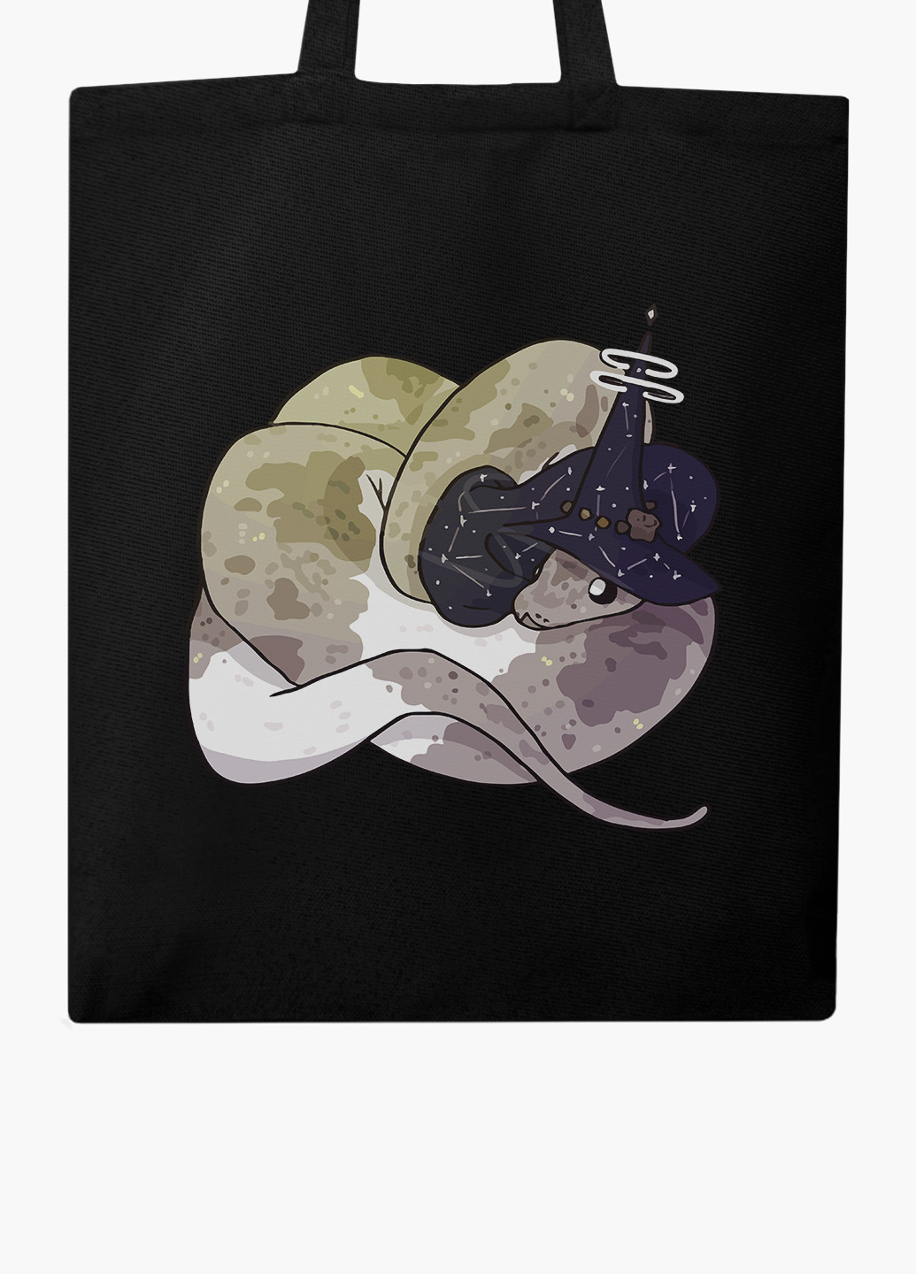 Еко сумка шоппер чорна Магічна змія (Magic snake) (9227-2848-BK-1) Еко сумка шоппер чорна 41*35 см MobiPrint (221682918)