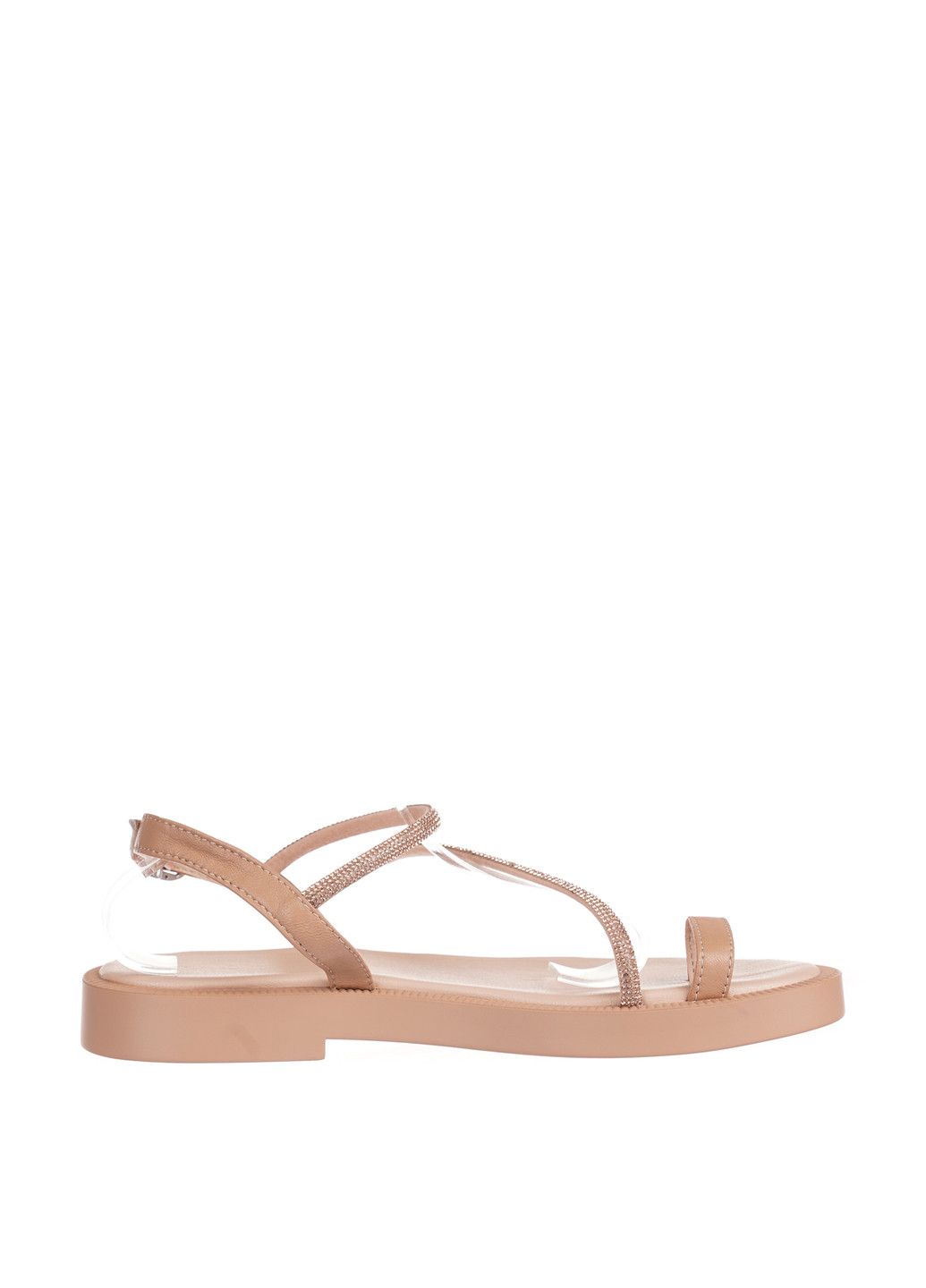 Бежевые босоножки Bizoni с ремешком со стразами