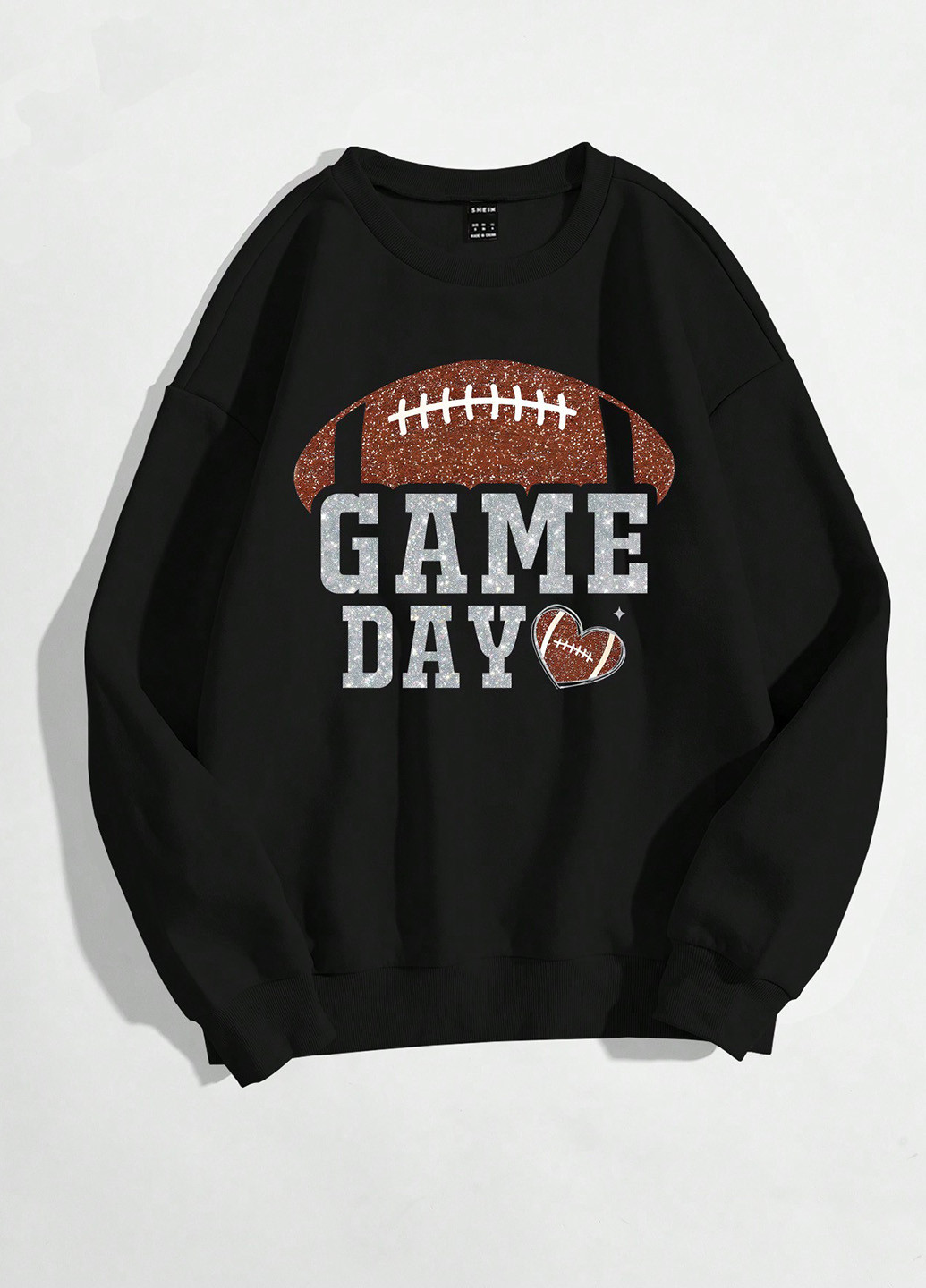 Черный свитшот SHEIN надпись без декора (342068142)