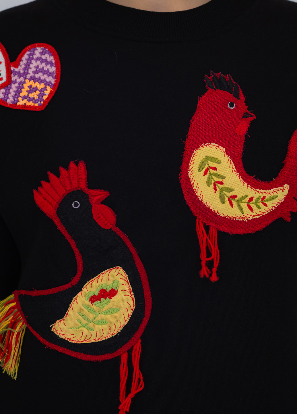 Черный свитшот Nora Kvittin однотонный вышивка, аппликация (301079866)