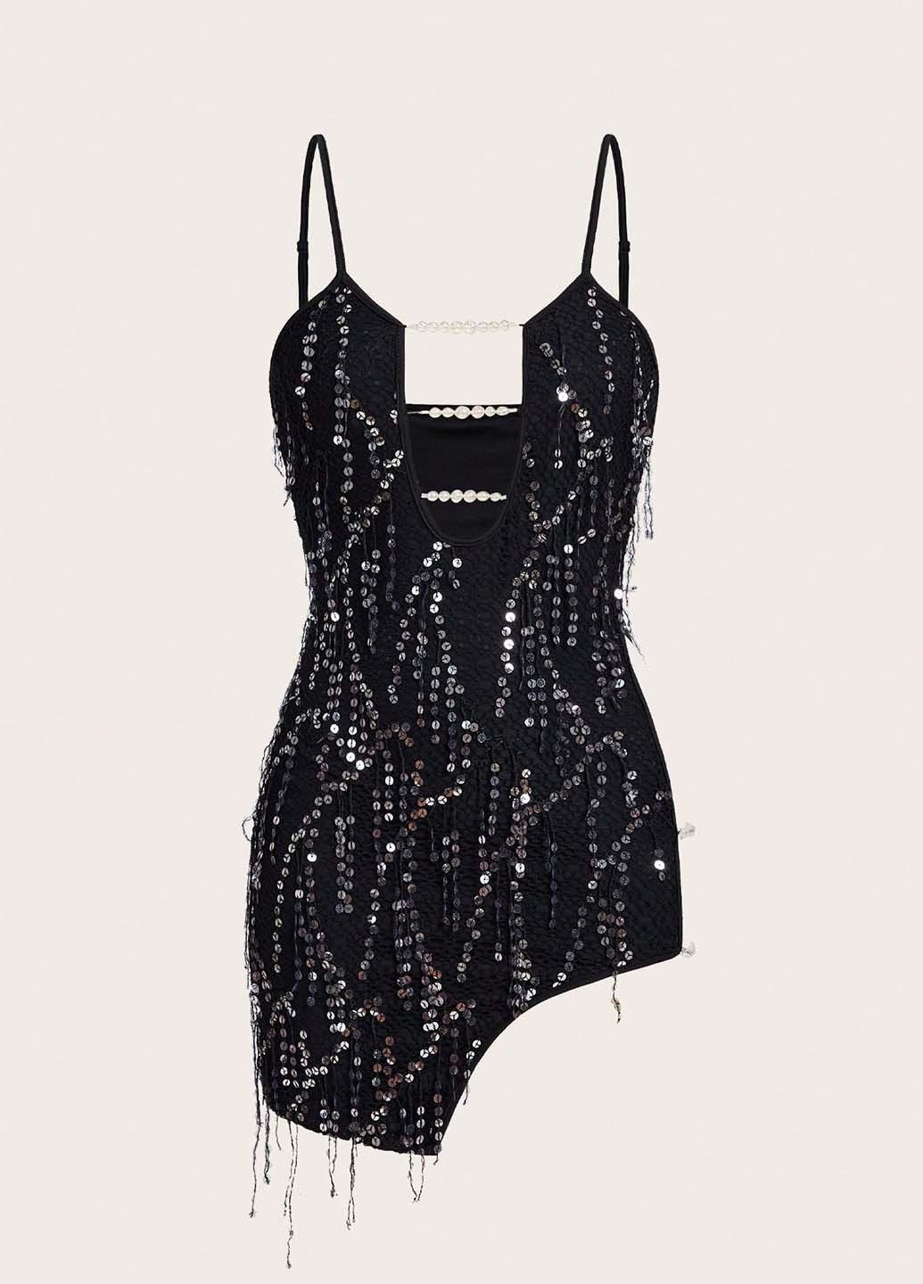 Черное вечернее, откровенный платье силуэтная SHEIN однотонное